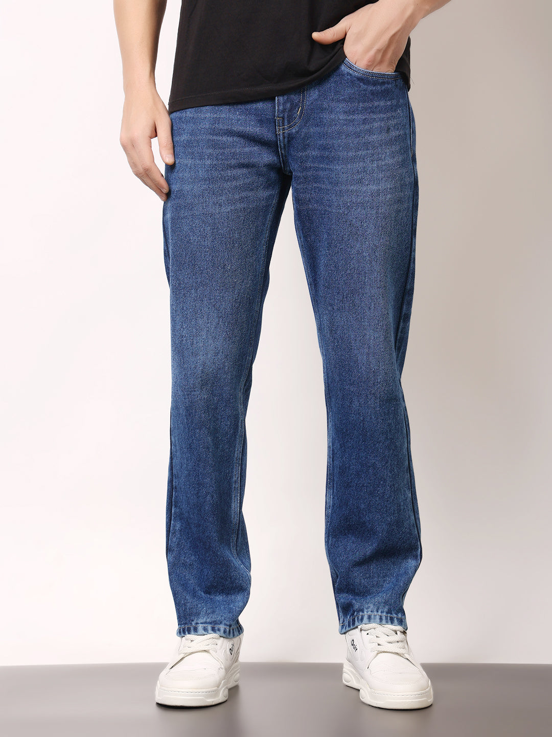 Stylox Men’s Relaxed Fit Solid Jeans | Comfortable Denim Casual Wear for Everyday Style (Greenish Blue) - Stylox
