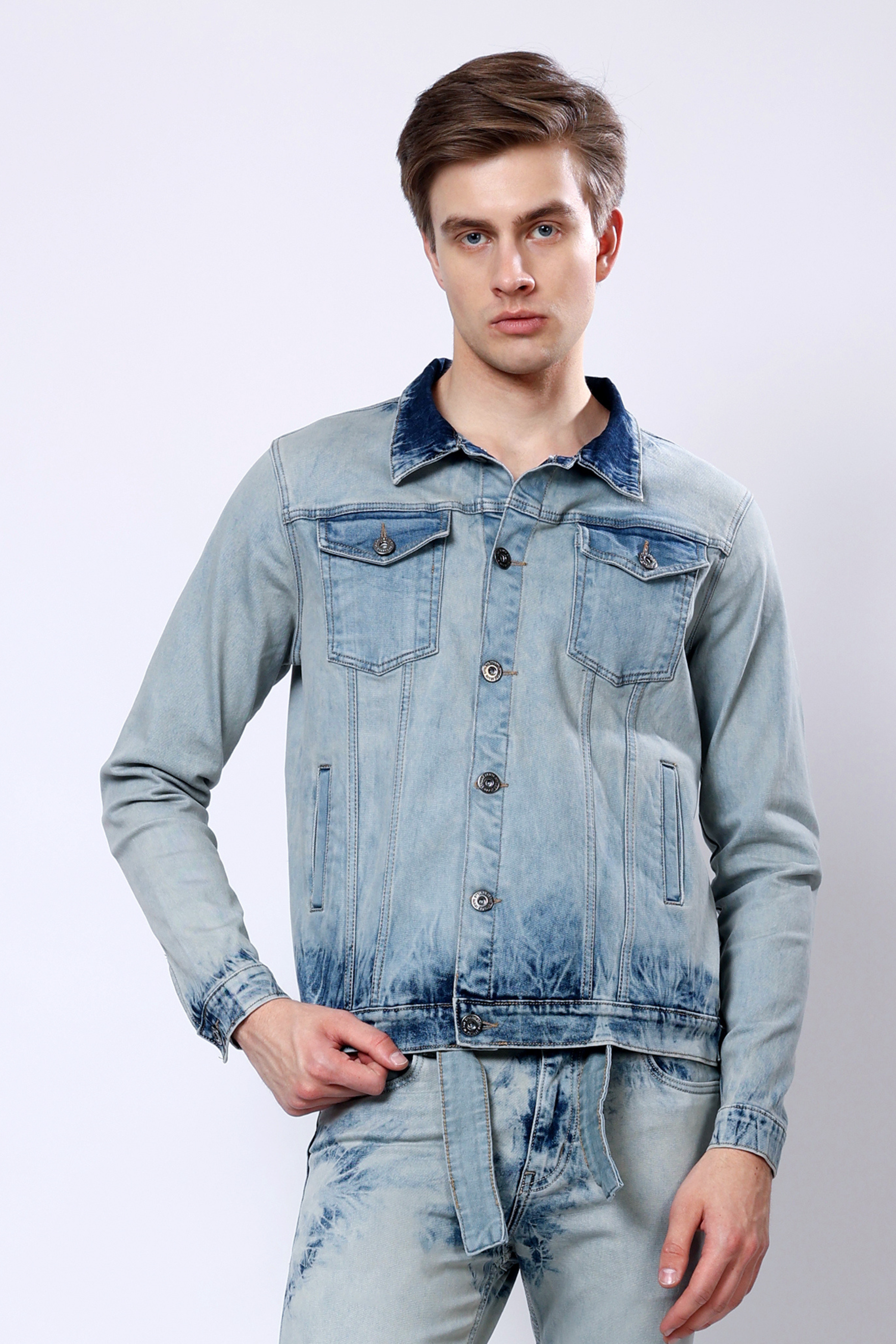 Stylox Men’s Regular Fit Washed Denim Jacket |  Button-Down Casual Denim Trucker Jacket - Stylox