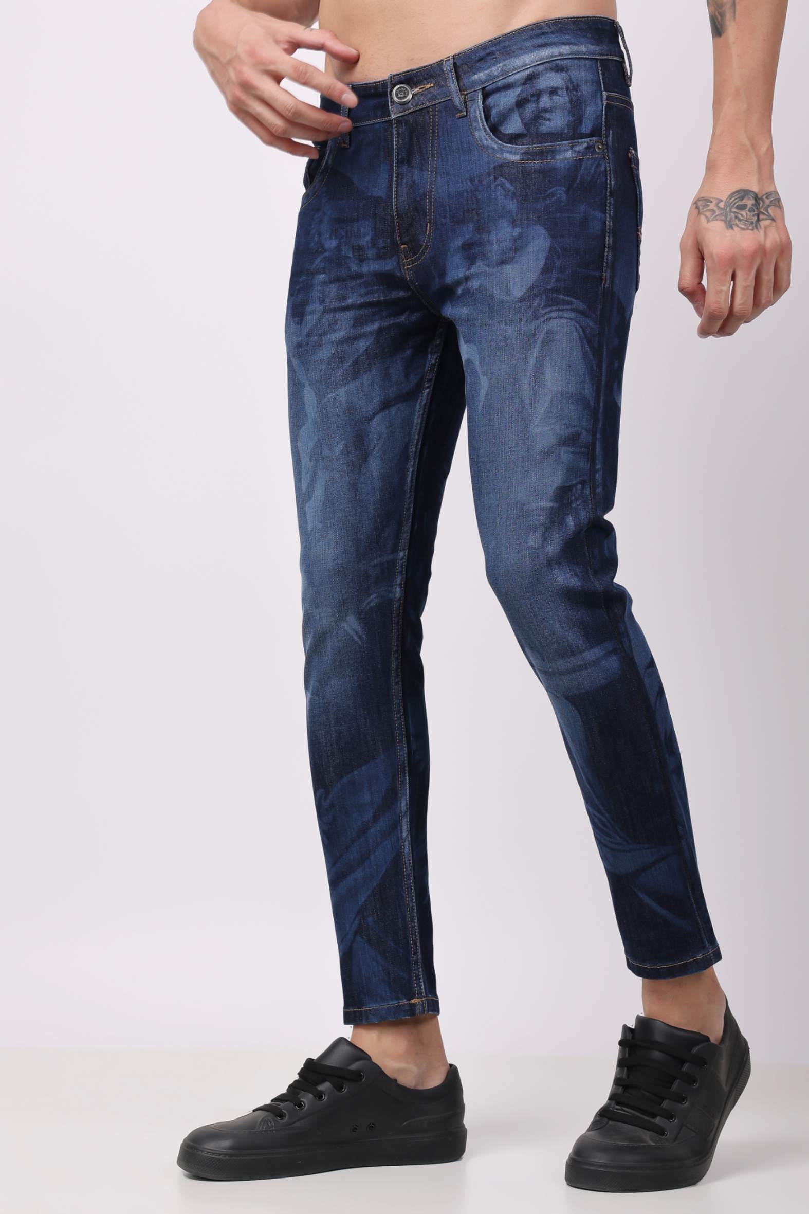 Stylox Men Ankle Fit Denim Jeans - Mid-rise with tapered ankle | Blue |   - 5240-10709 - Stylox