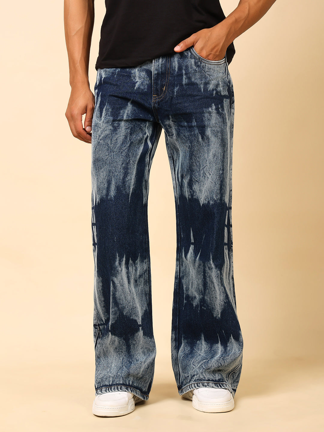 Stylox Men’s Baggy Fit Tie-Dye Washed Jeans – Street Style Denim for Trendy Look