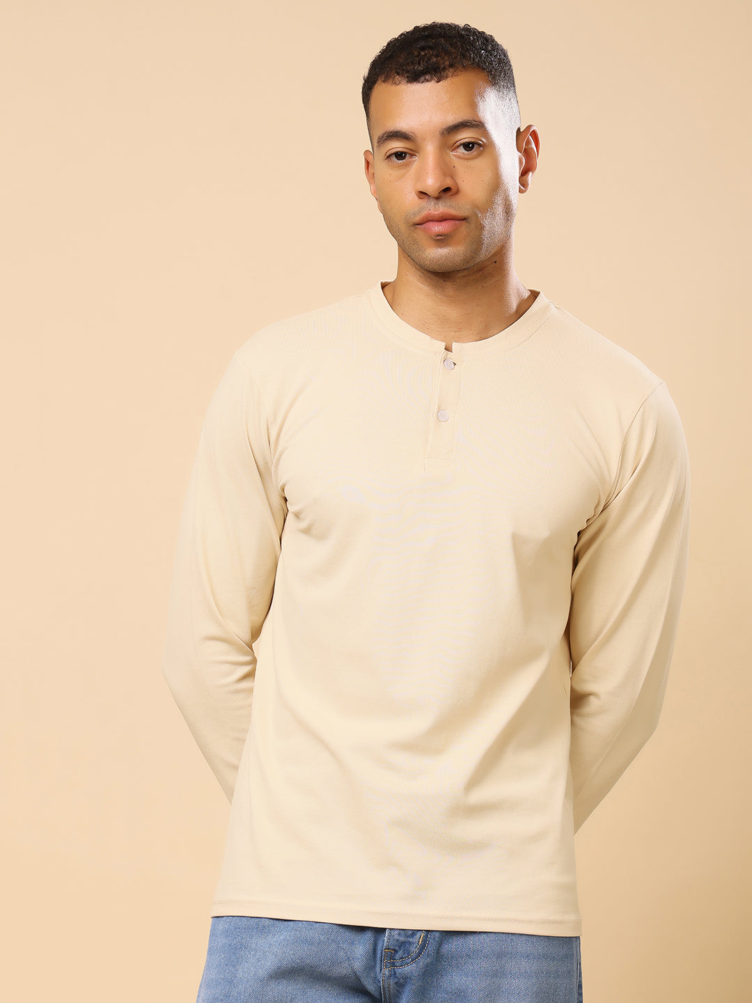 Stylox Men’s Henley Neck Full Sleeve Solid T-Shirt – Casual & Stylish Everyday Wear - Stylox