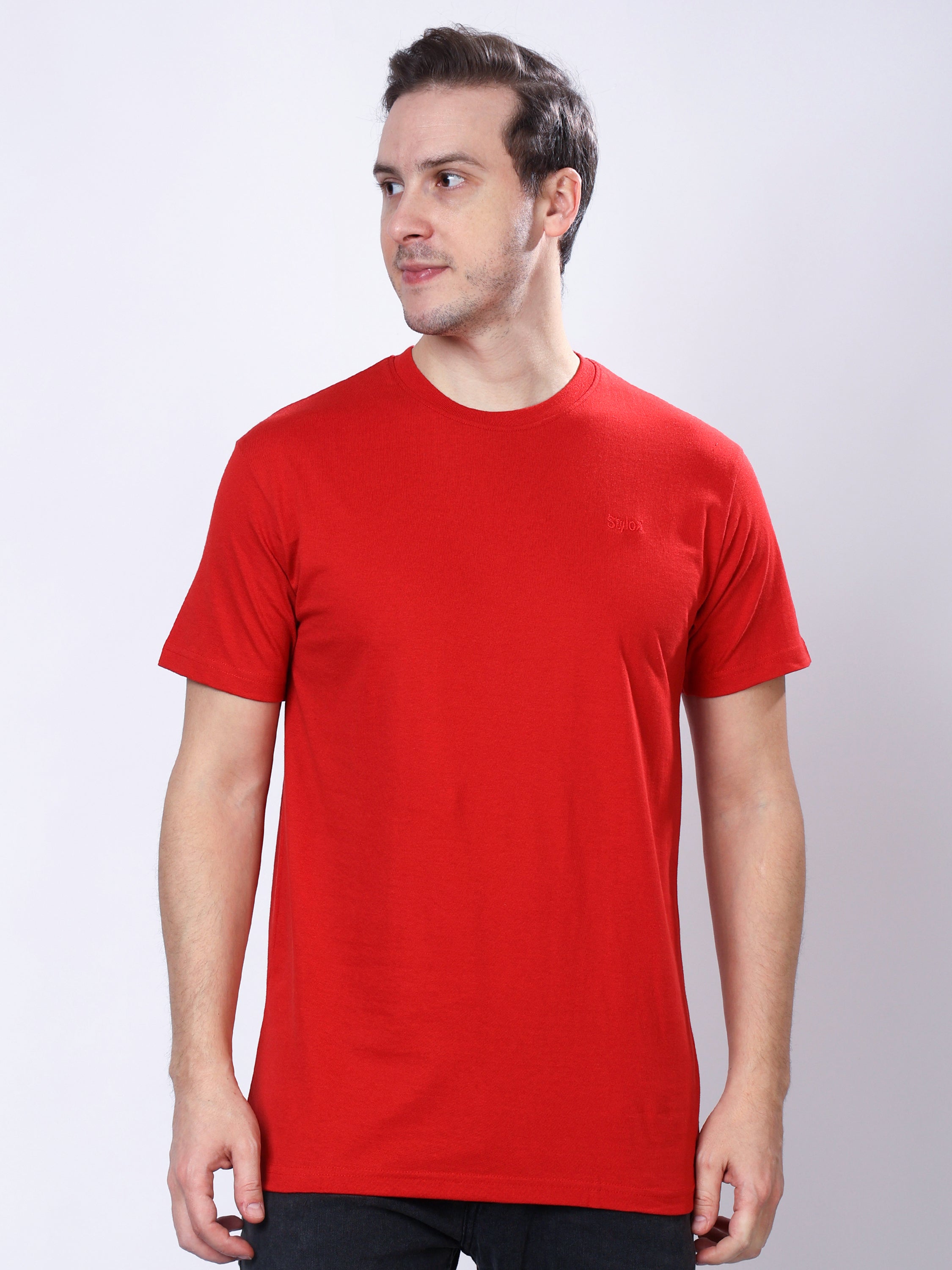 Stylox Men’s Solid Round Neck T-Shirt | Classic Cotton Casual Crew Neck Tee - Stylox