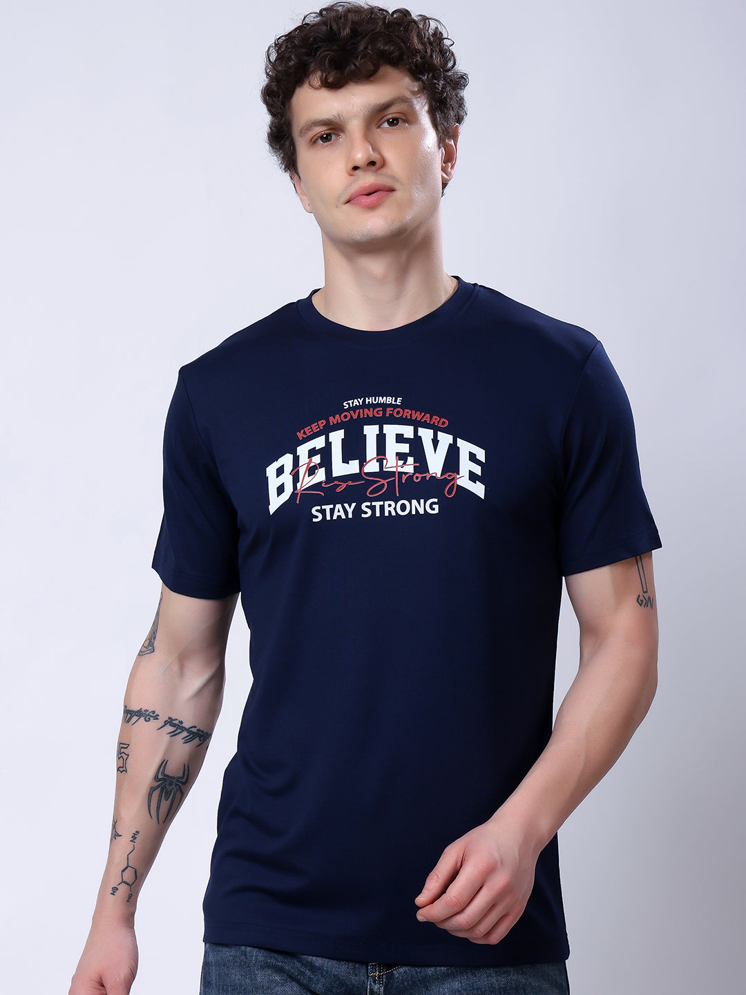 Stylox Men’s Navy Blue Motivational Graphic T-Shirt - Stylox