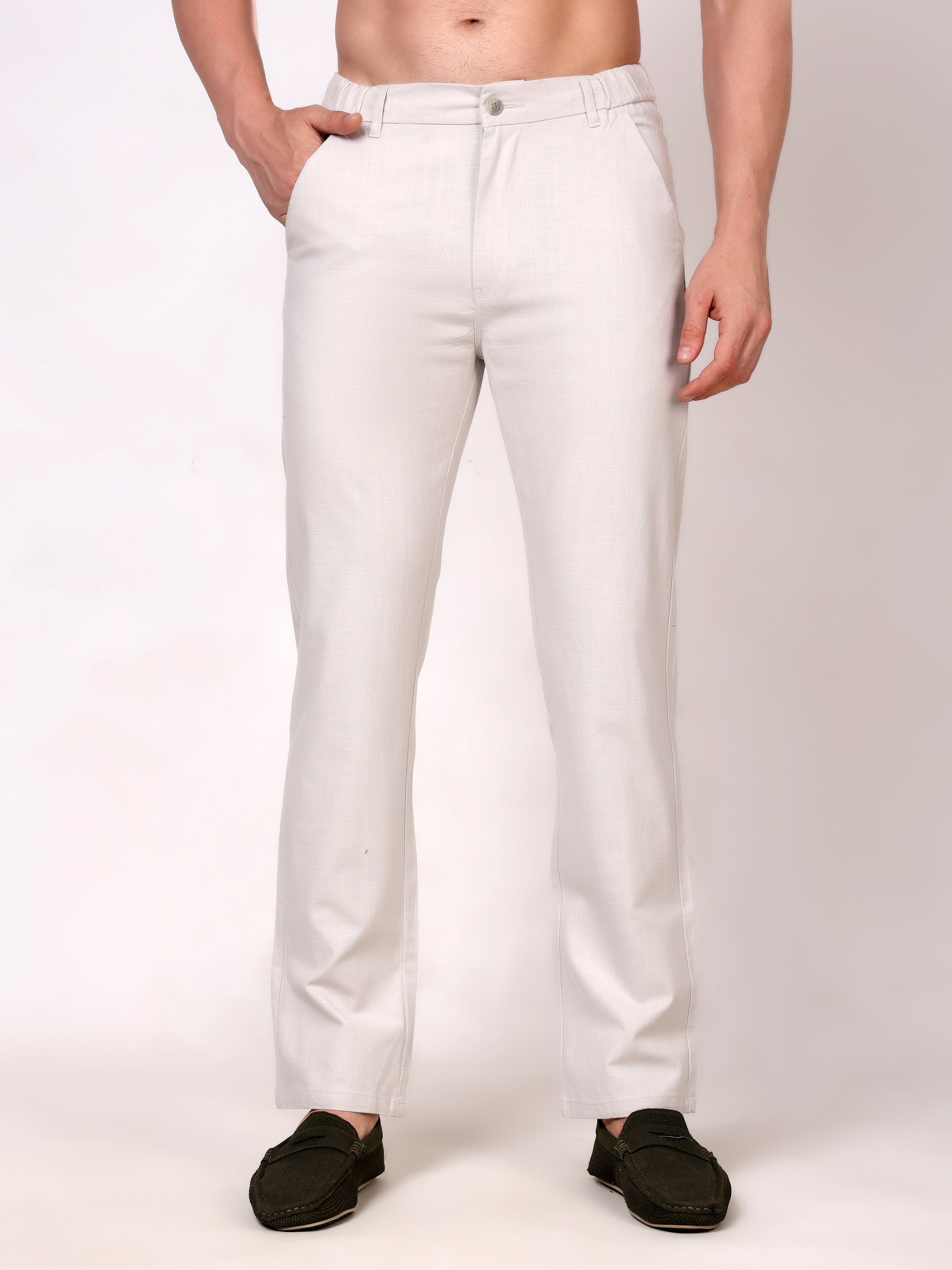 Stylox Men's Comfort Fit Non-Stretch Casual Trouser with Elastic Waist