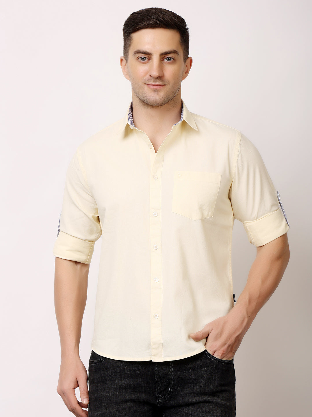 Stylox Men’s Regular Fit Oxford Full Sleeve Solid Shirt | Premium Cotton Blend Casual & Formal Wear - Stylox