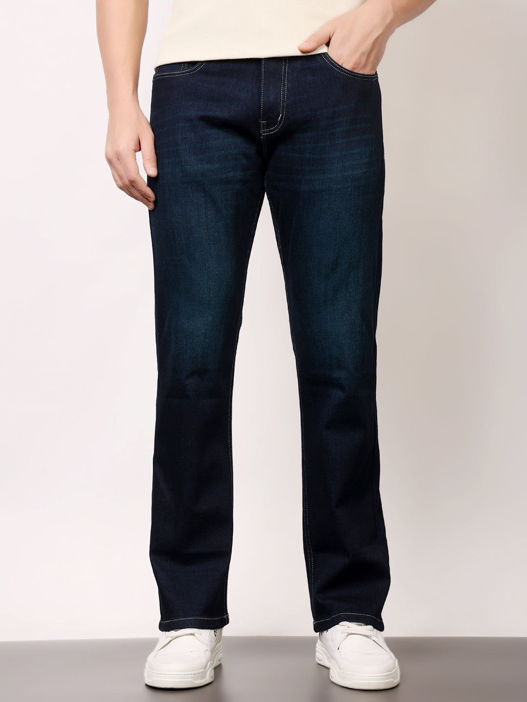 Stylox Men’s Bootcut Fit Solid Jeans | Classic Denim Mid-Rise Casual Wear for Men|J-08