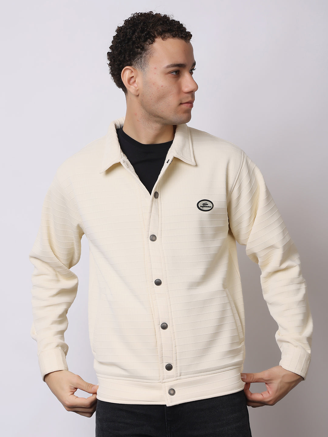 Stylox Men’s Textured Button-Down Shacket – Lightweight Casual Jacket for Winter &amp; Fall