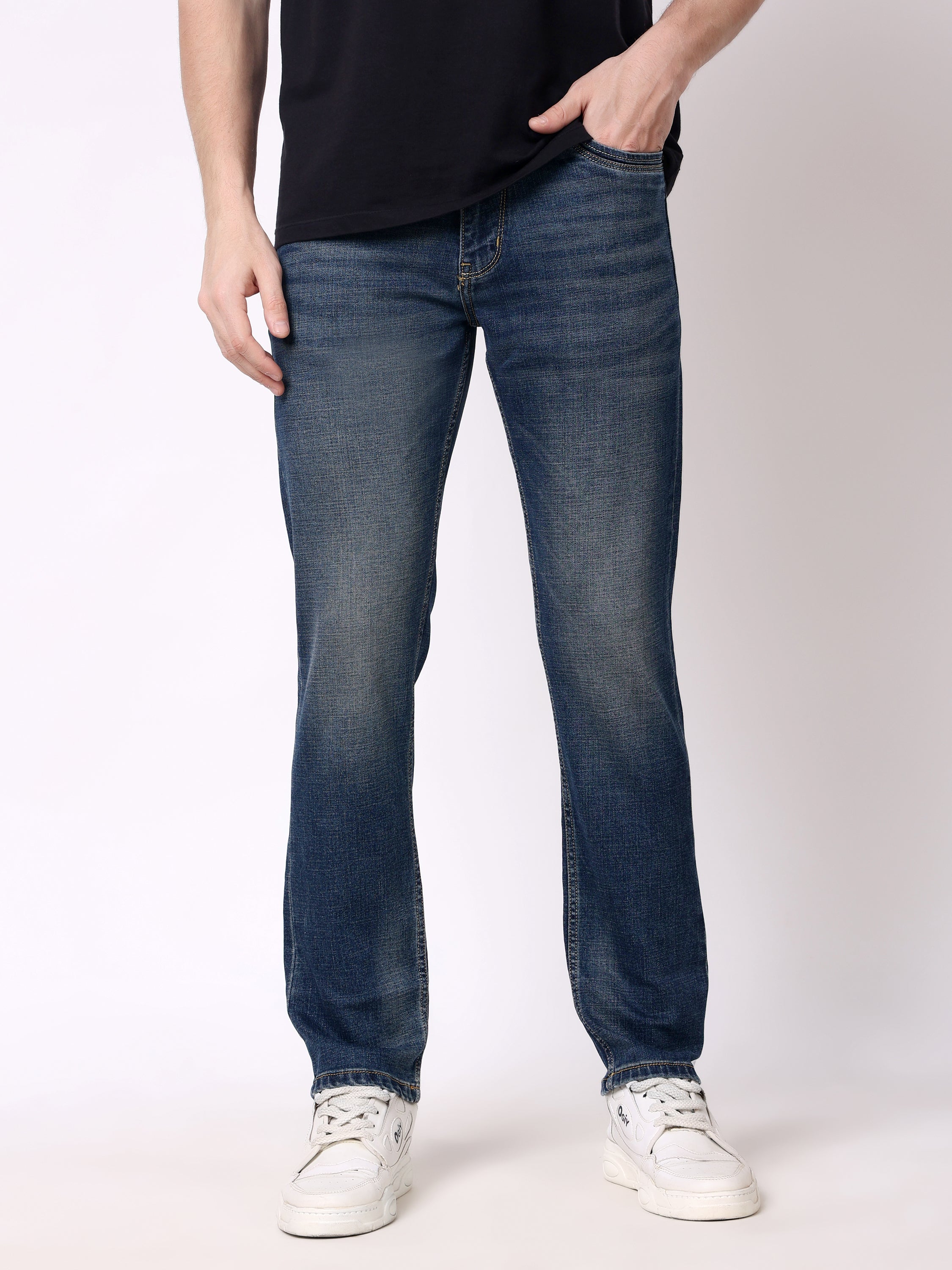 Stylox Men’s Stretchable Slim Fit Mid-Rise Casual Denim Jeans - Stylox