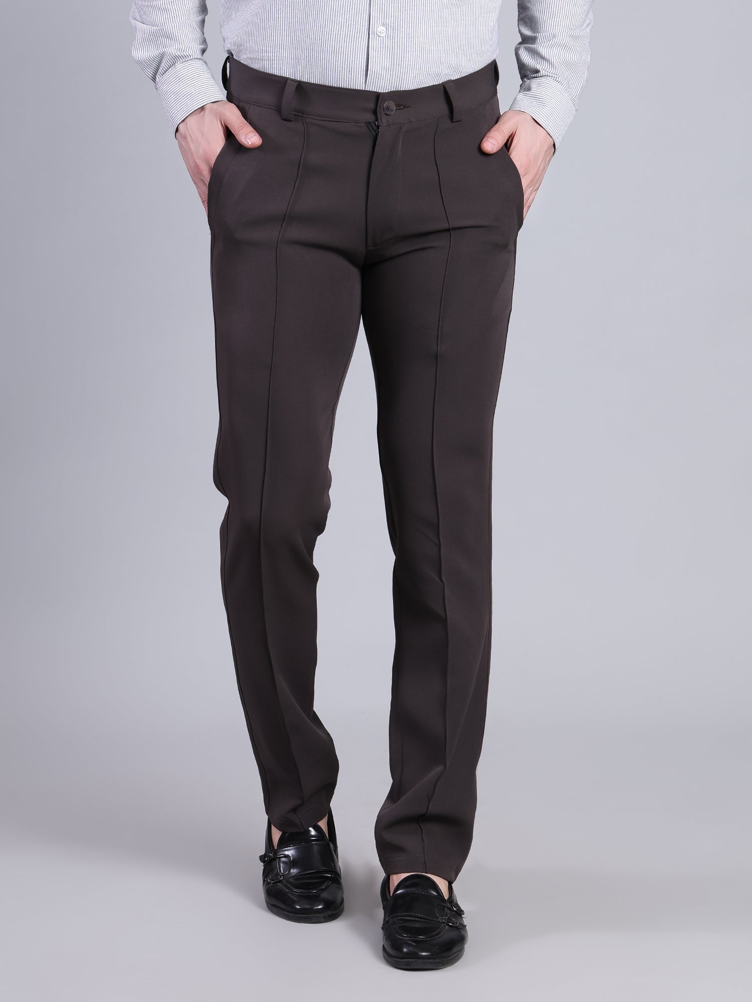 Stylox Men’s Comfort Fit Korean Trousers – Premium Office Wear Pants-Dark Grey - Stylox