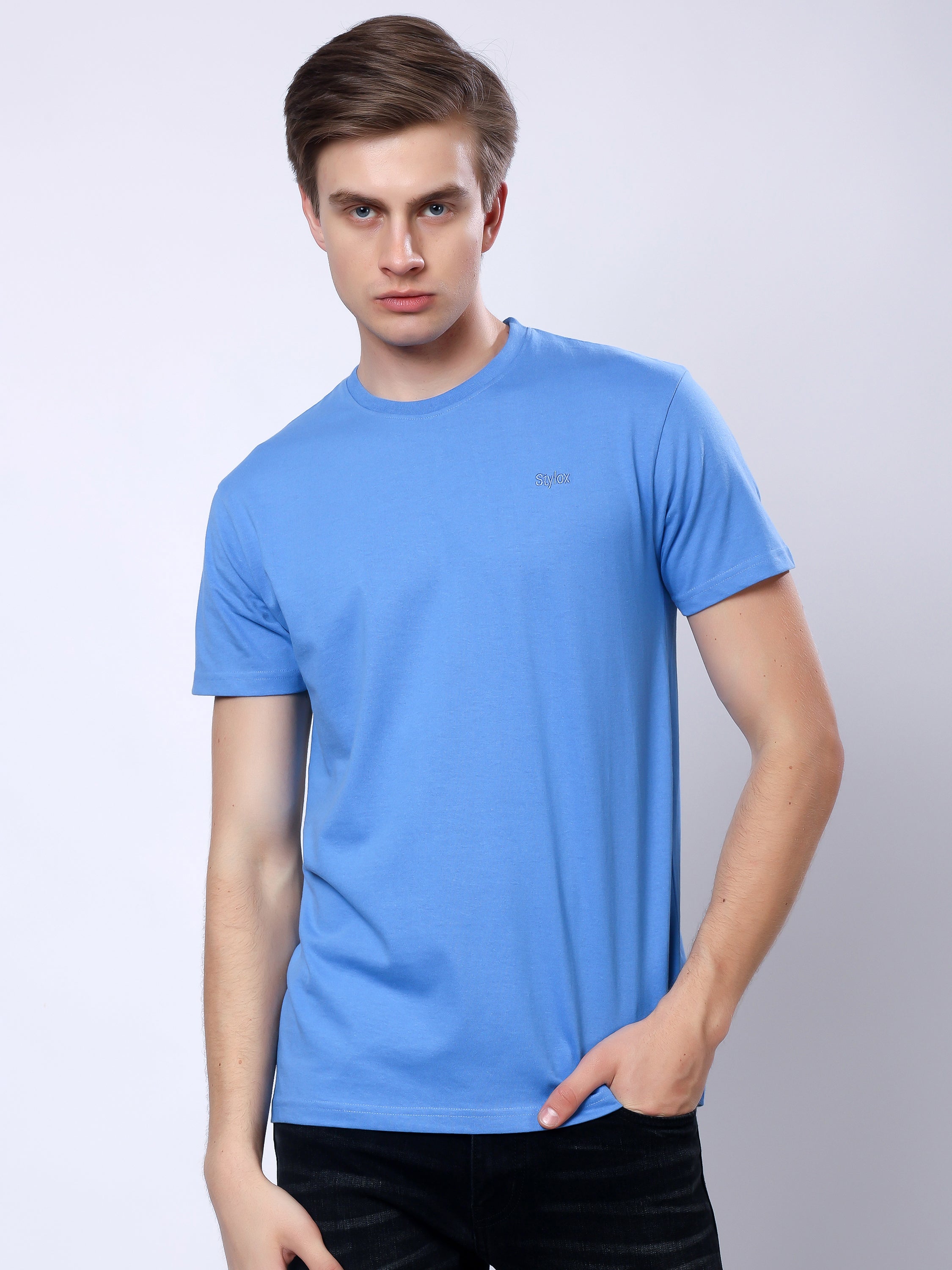 Stylox Men’s Solid Round Neck T-Shirt | Classic Cotton Casual Crew Neck Tee - Stylox