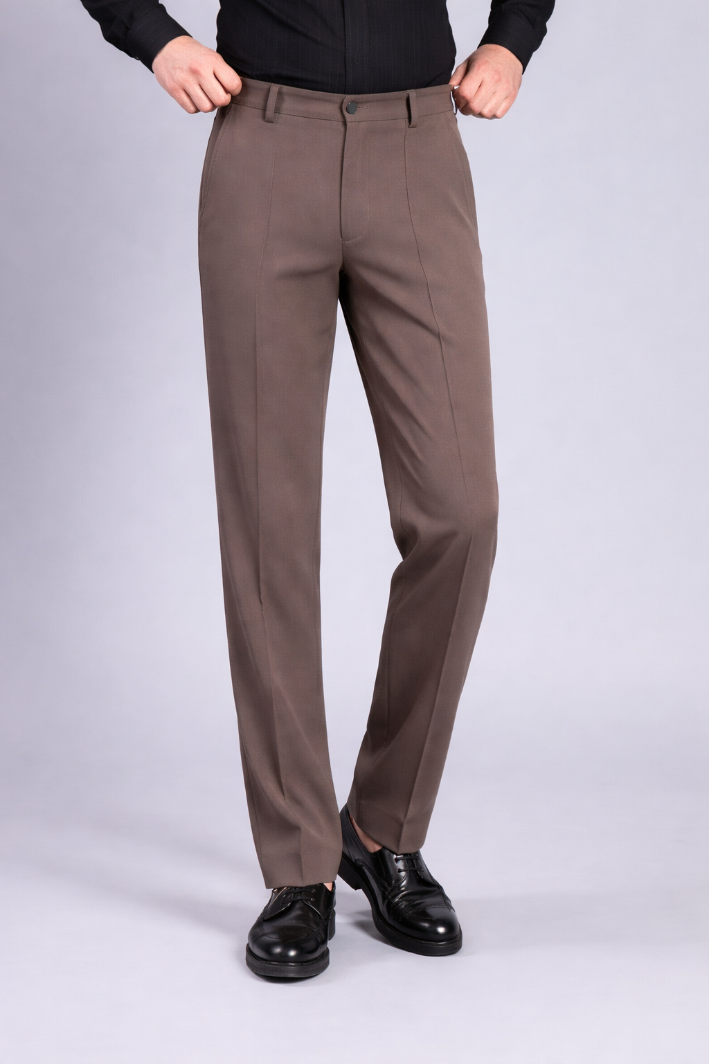 Stylox Men’s Comfort Fit Korean Trousers – Premium Office Wear Pants-Dark Beige - Stylox