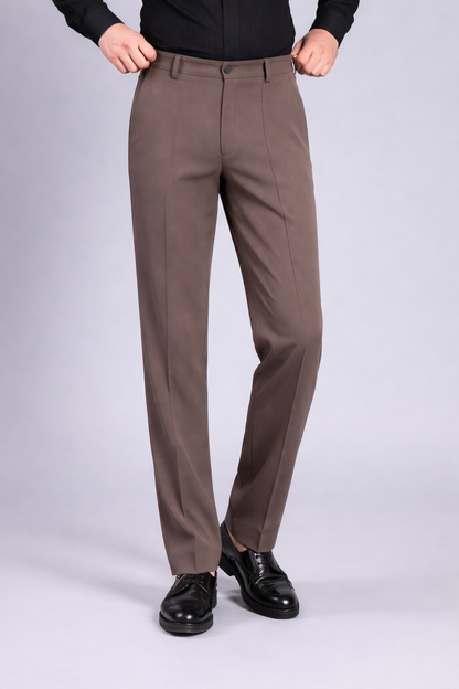 Stylox Men’s Comfort Fit Korean Trousers – Premium Office Wear Pants-Dark Beige - Stylox