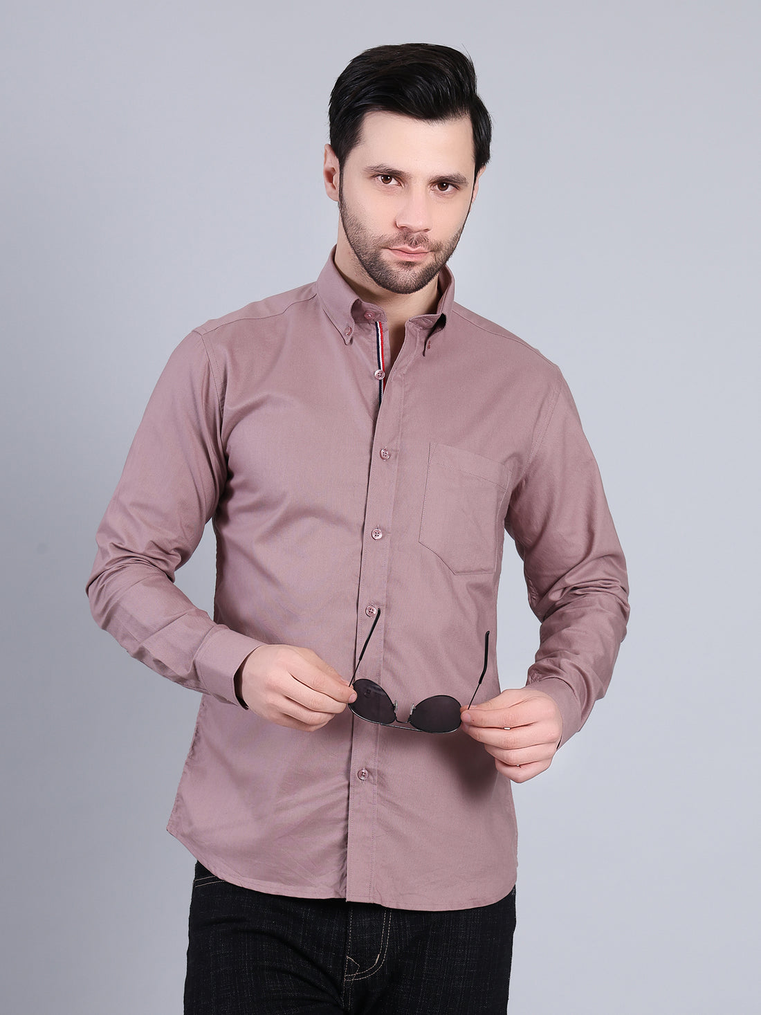 Stylox Men’s Regular Fit Full Sleeve Solid Casual Shirt for Everyday &amp; Office Wear (Coral)