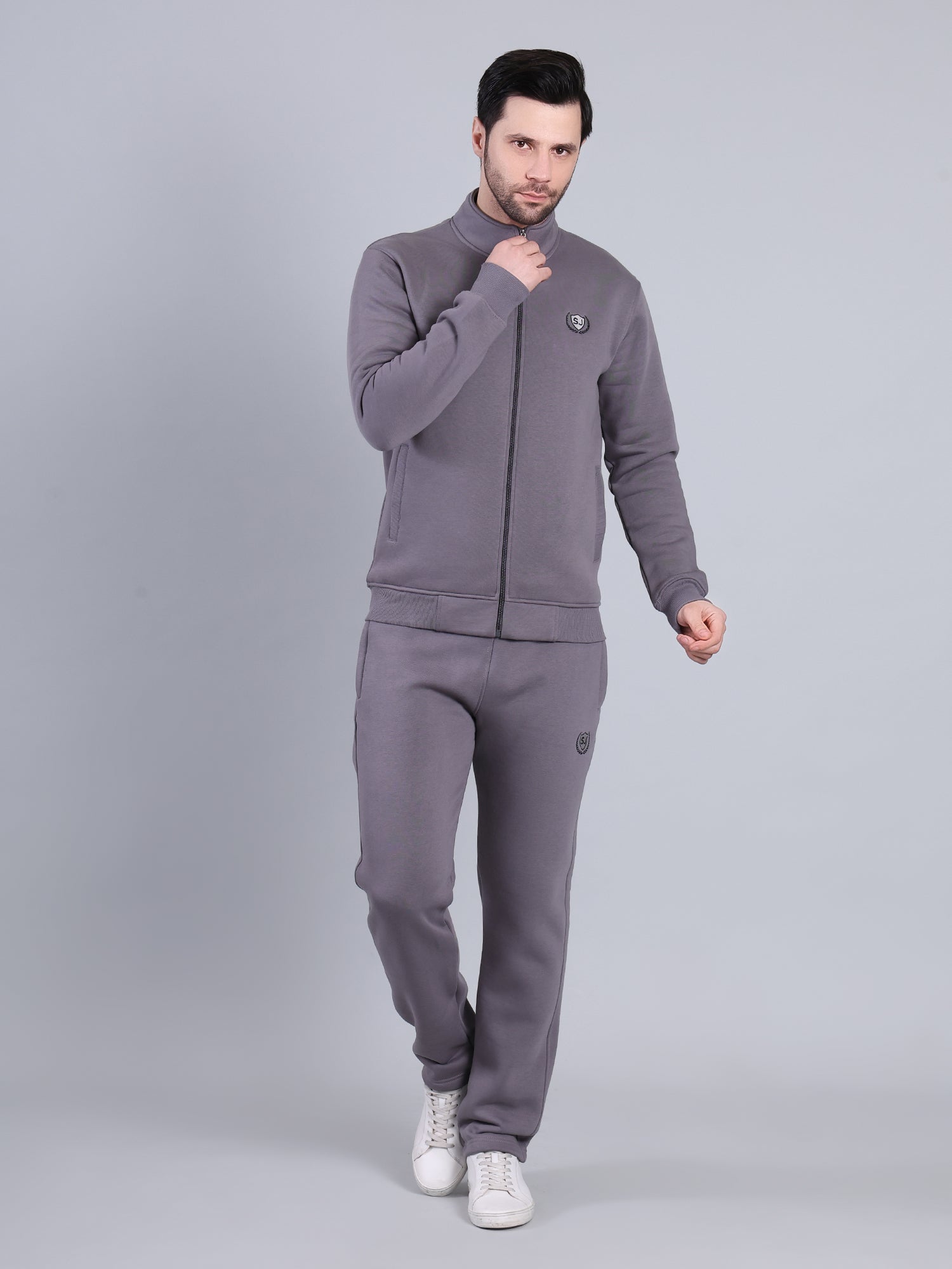Stylox Men’s Solid Tracksuit Set with Zip-Up Jacket &amp; Joggers – Winter Athleisure Wear