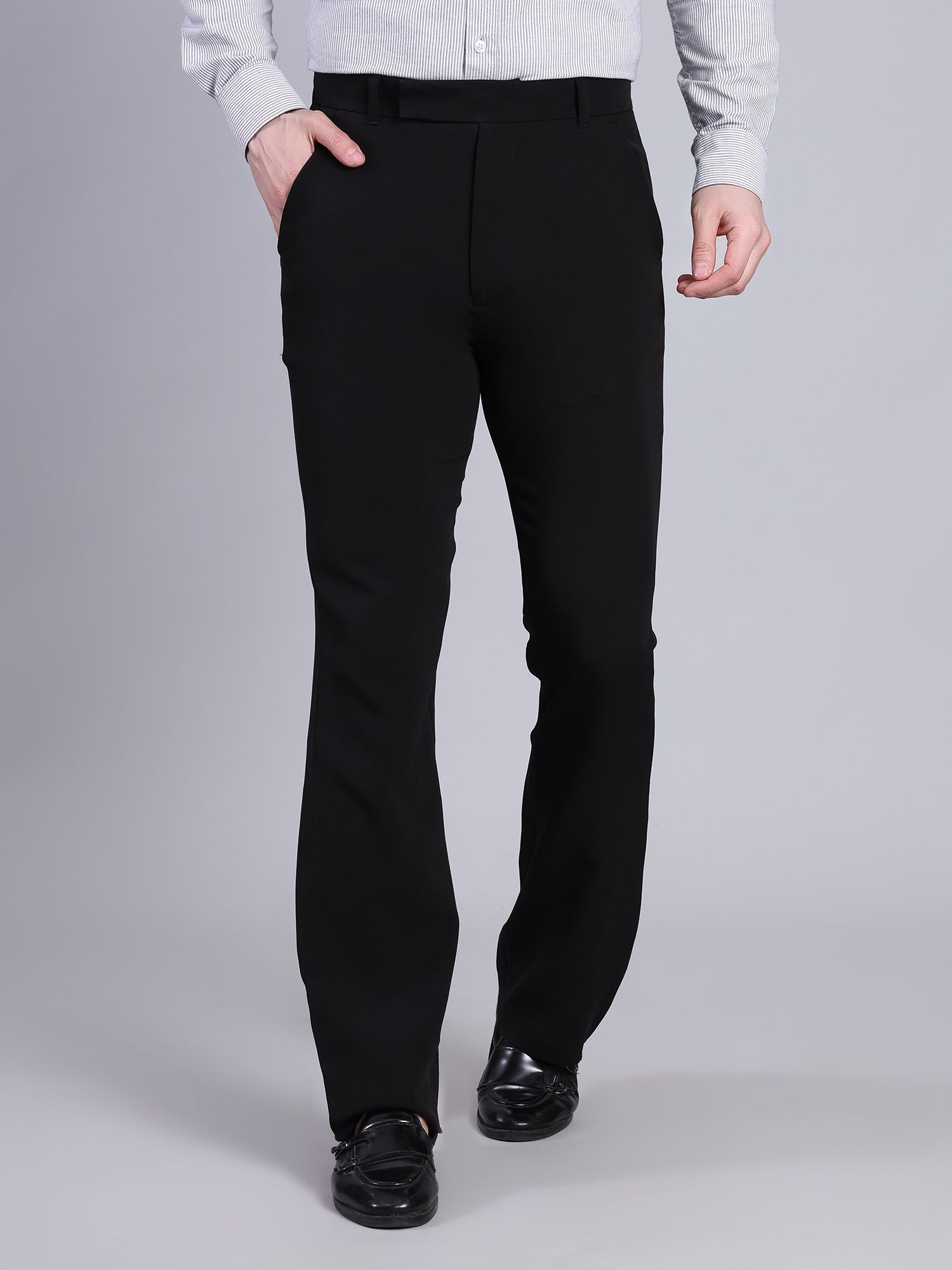 Stylox Men’s Bootcut Formal Trousers-Black - Stylox