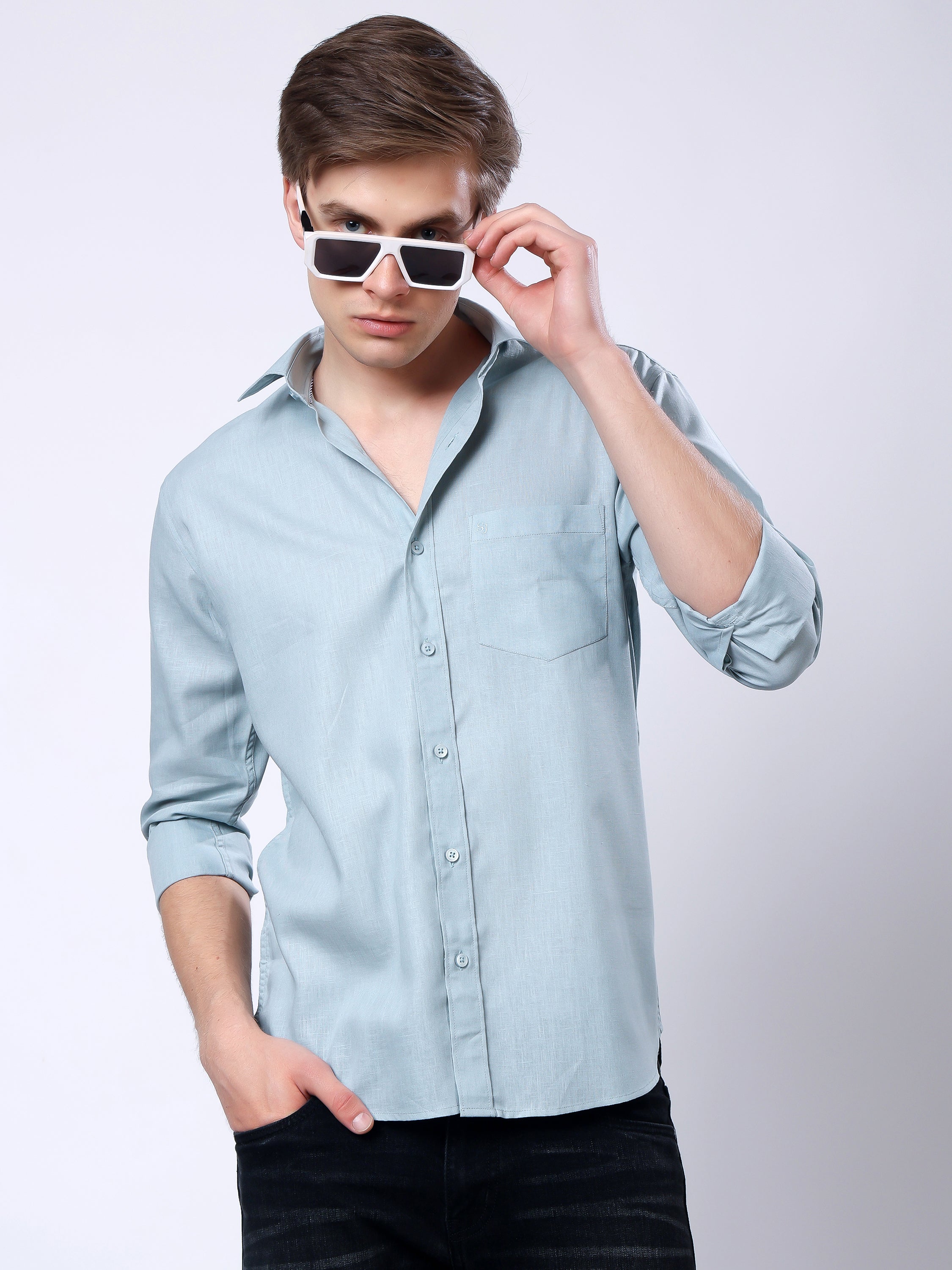 Stylox Men’s Regular Fit Full Sleeve Solid Casual Shirt - Stylox