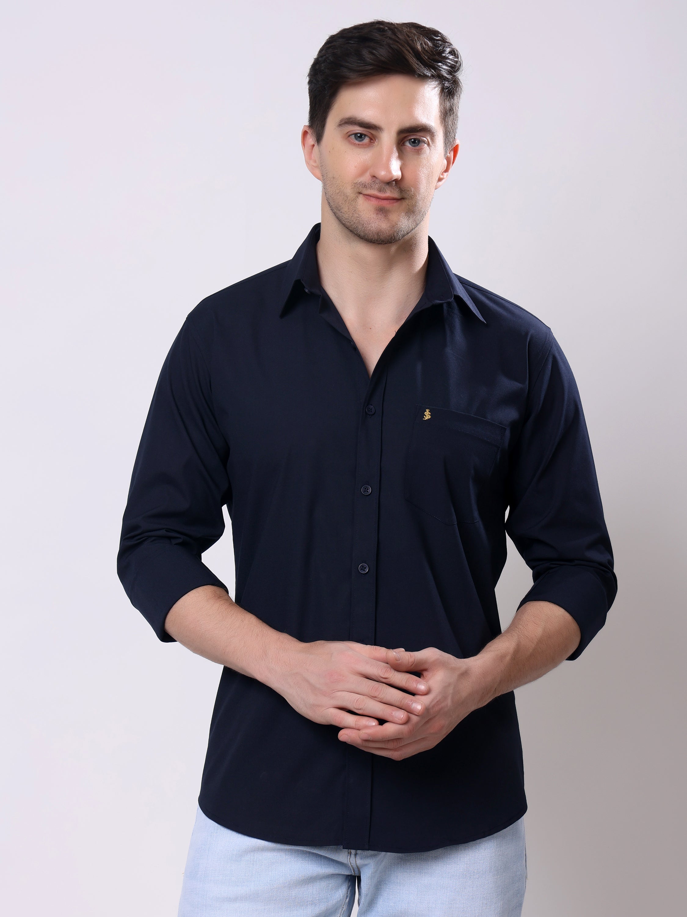 Stylox Men’s Regular Fit Full Sleeve Solid Casual Shirt - Stylox