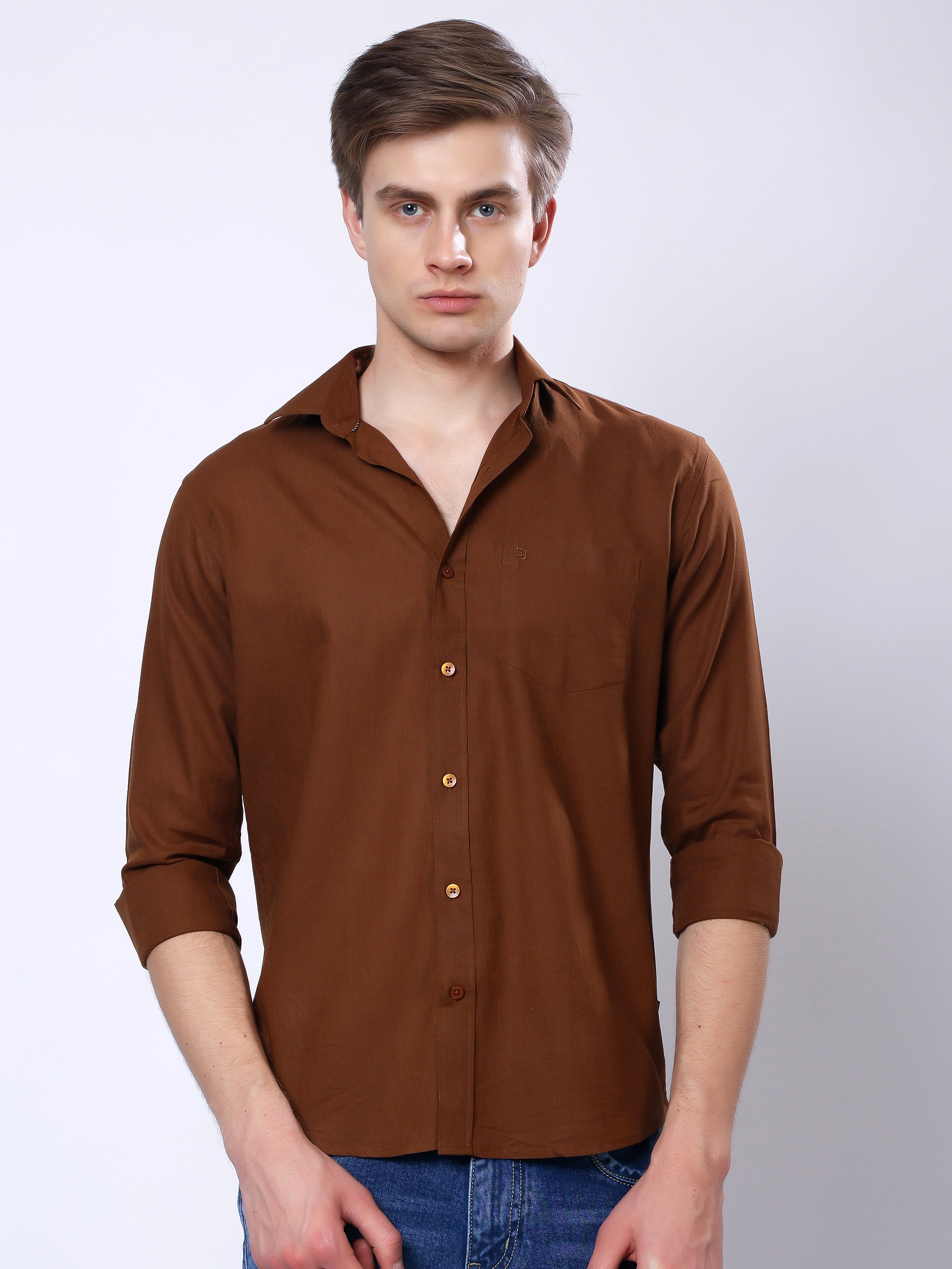 Stylox Men’s Regular Fit Full Sleeve Solid Casual Shirt - Stylox