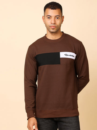 Stylox Men’s Colorblock Crew Neck Sweatshirt with “Revolution” Print