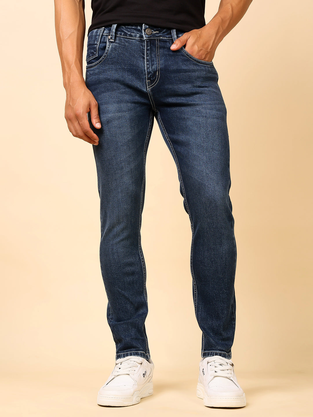 Stylox Men’s Ankle Fit Washed Jeans | Stretchable Denim Jeans for Men | Stylish Tapered Fit Casual Jeans