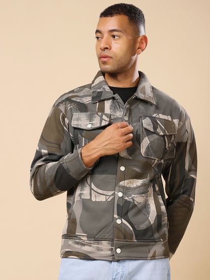 Stylox Men’s Printed Full Sleeve Jacket with Button Closure – Bold Style, Effortless Comfort