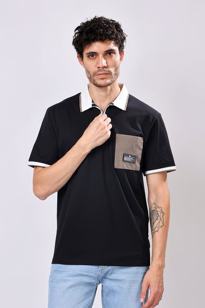 Stylox Men’s Polo Neck Solid T-Shirt with Single Pocket – Classic Style, Comfortable &amp; Smart Casual Wear
