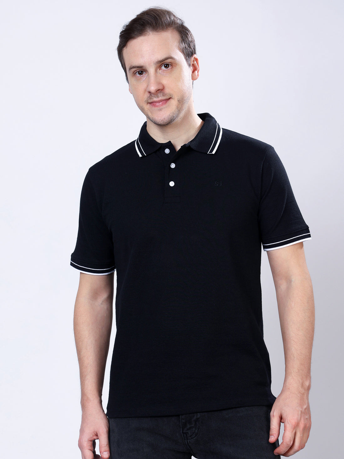 Stylox Men’s Solid Polo T-Shirt with Contrast Tipped Collar - Stylox