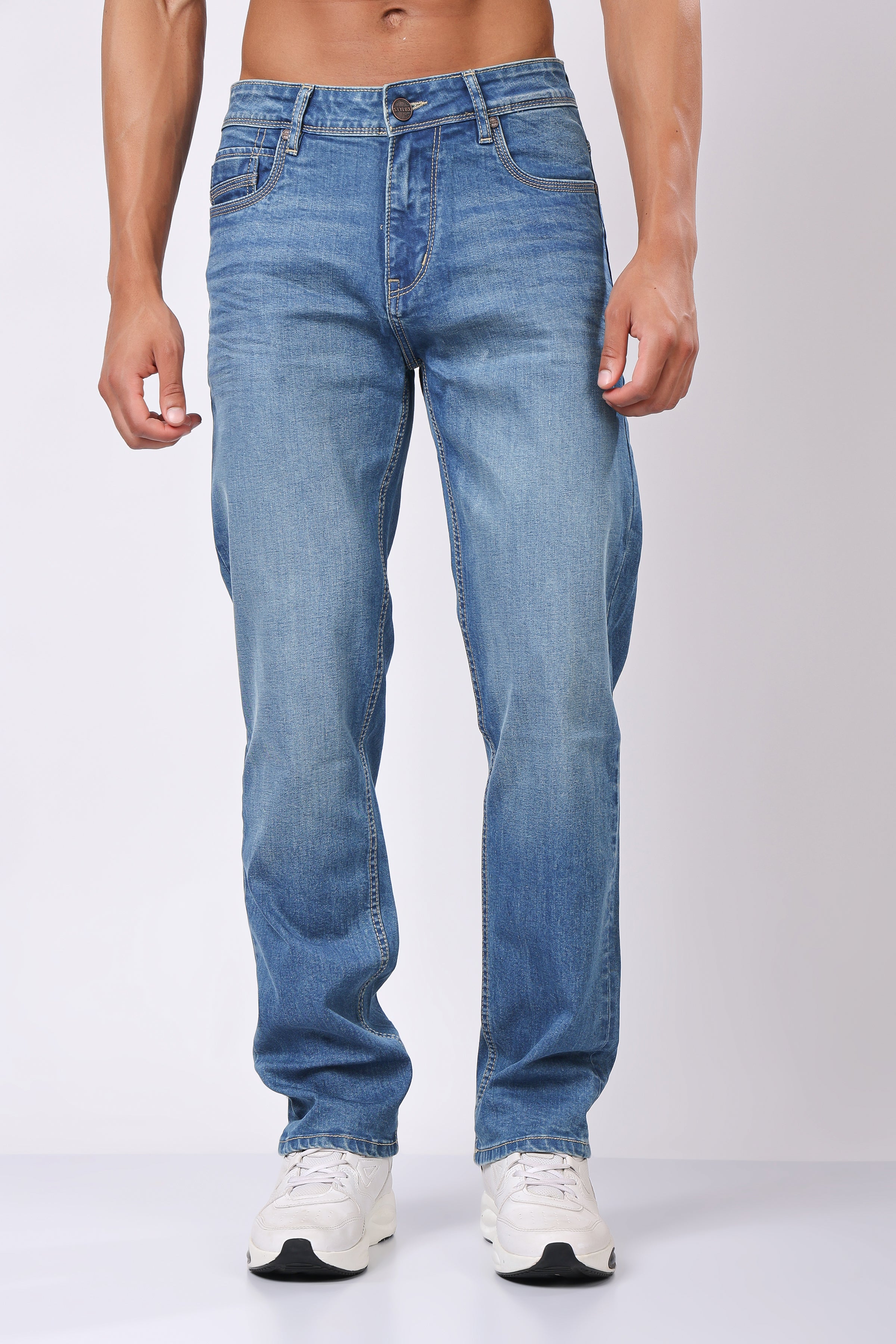 Stylox Comfort Fit Men's Denim Jeans - Dark Blue, Mid Light Blue| J-023 - Stylox