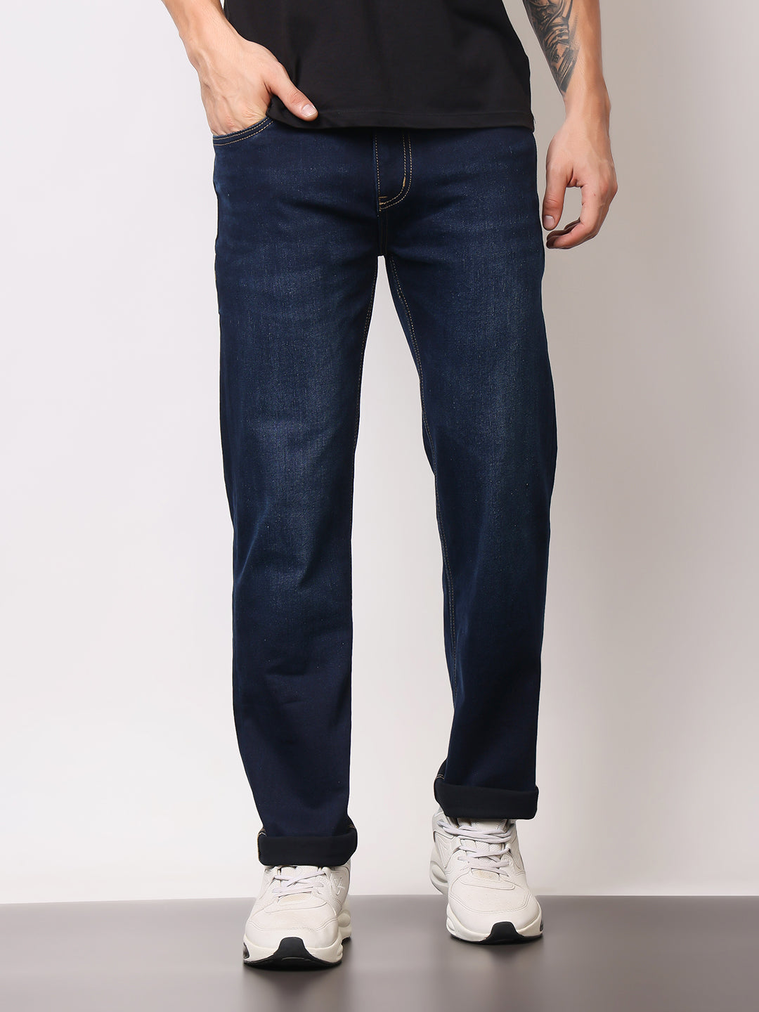Stylox Men’s Comfort Fit Mid Rise Premium Stretchable Solid Jeans - Stylox