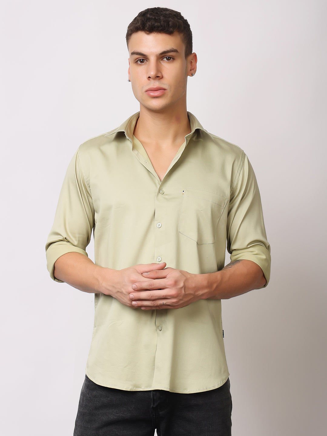 Stylox Men's Full Sleeve Solid Partywear Casual Shirt – Premium Shine Finish Cotton Blend Regular Fit Shirt for Stylish Evening & Occasion Wear - Stylox