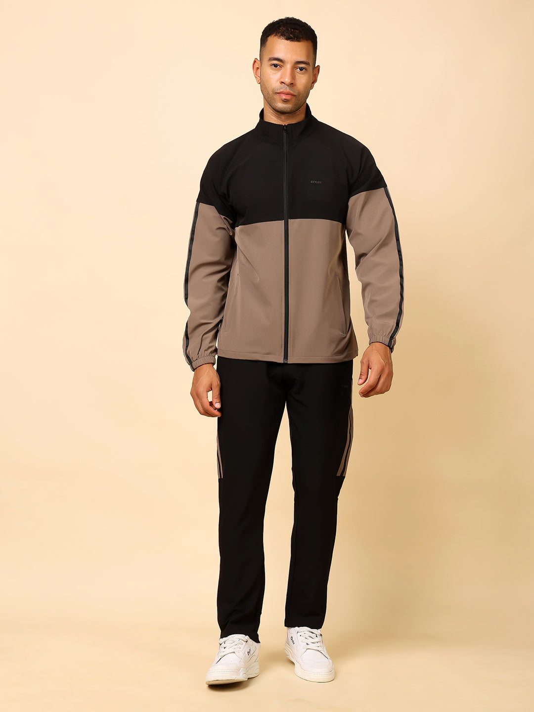 Stylox Men’s Tracksuit – Stylish Full Set for Sports, Gym &amp; Casual Wear (Sand)