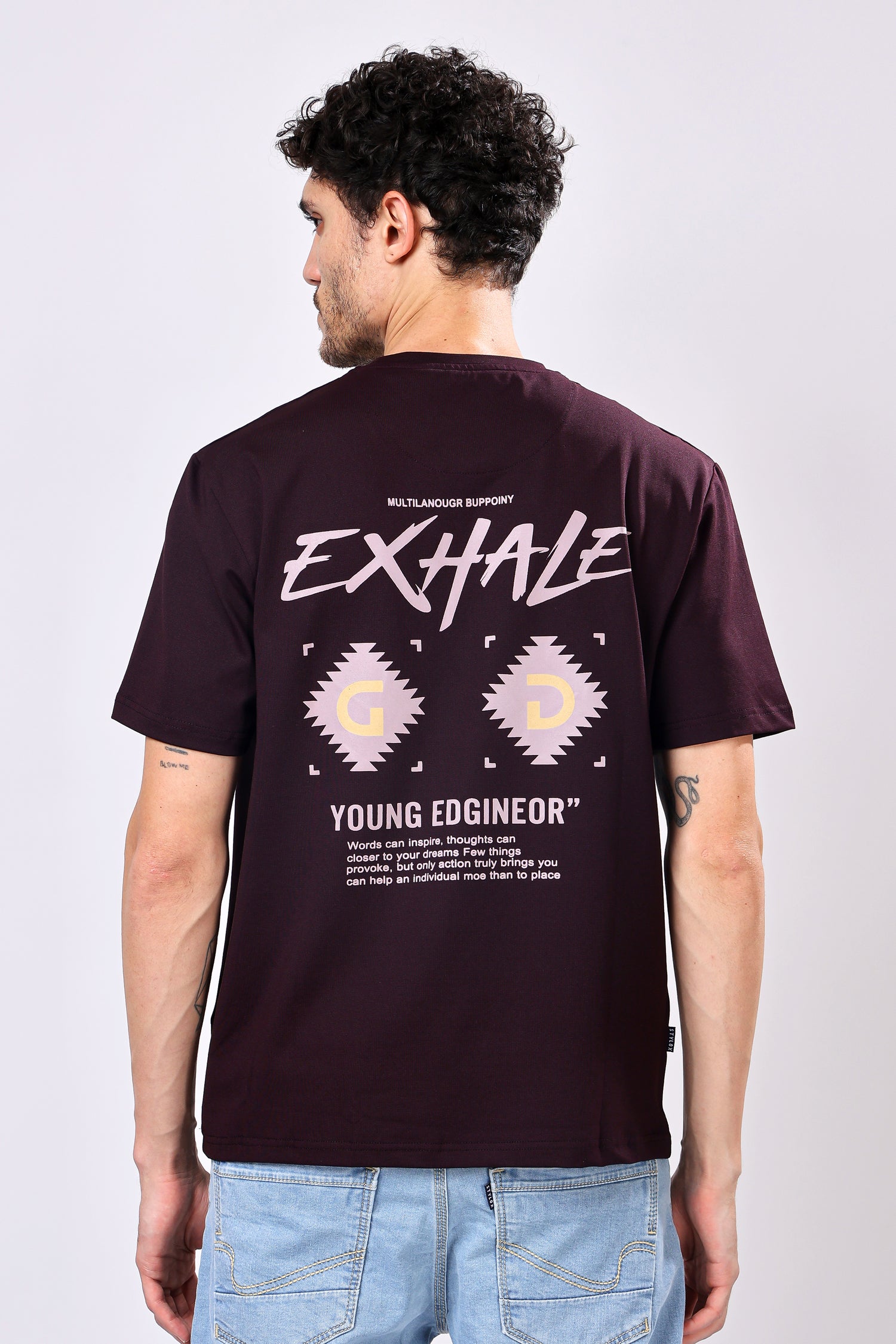 Stylox Men’s Oversized Round Neck Half Sleeve Back Printed T-Shirt | Premium Cotton Loose Fit Graphic Tee for Streetwear