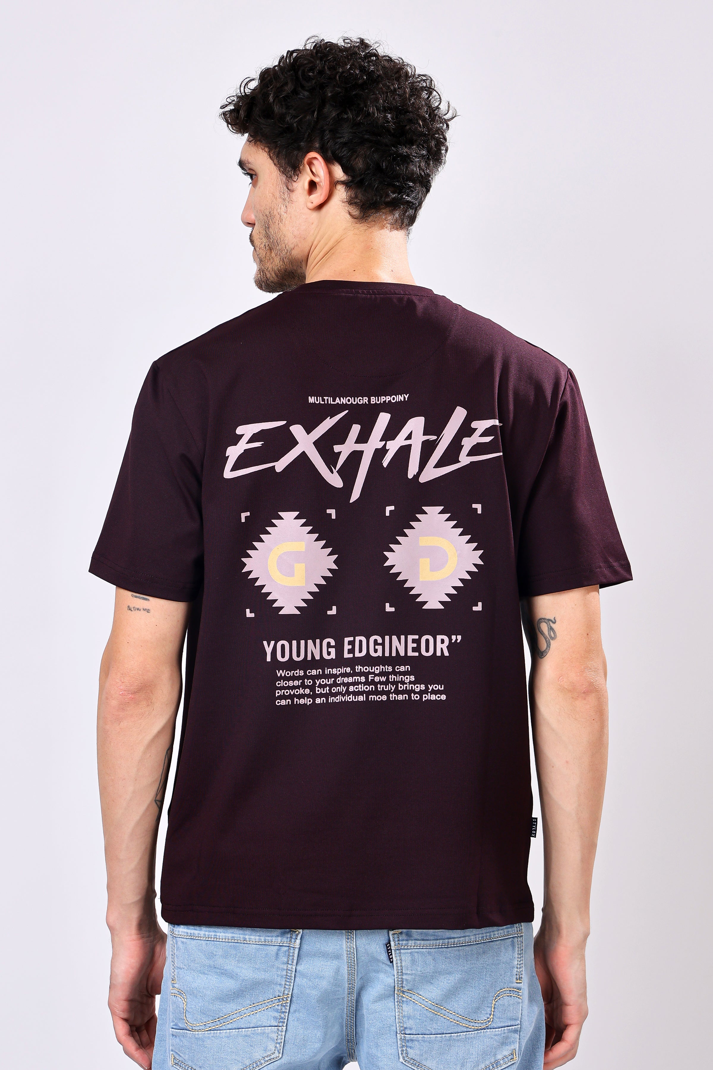 Stylox Men’s Oversized Round Neck Half Sleeve Back Printed T-Shirt | Premium Cotton Loose Fit Graphic Tee for Streetwear - Stylox