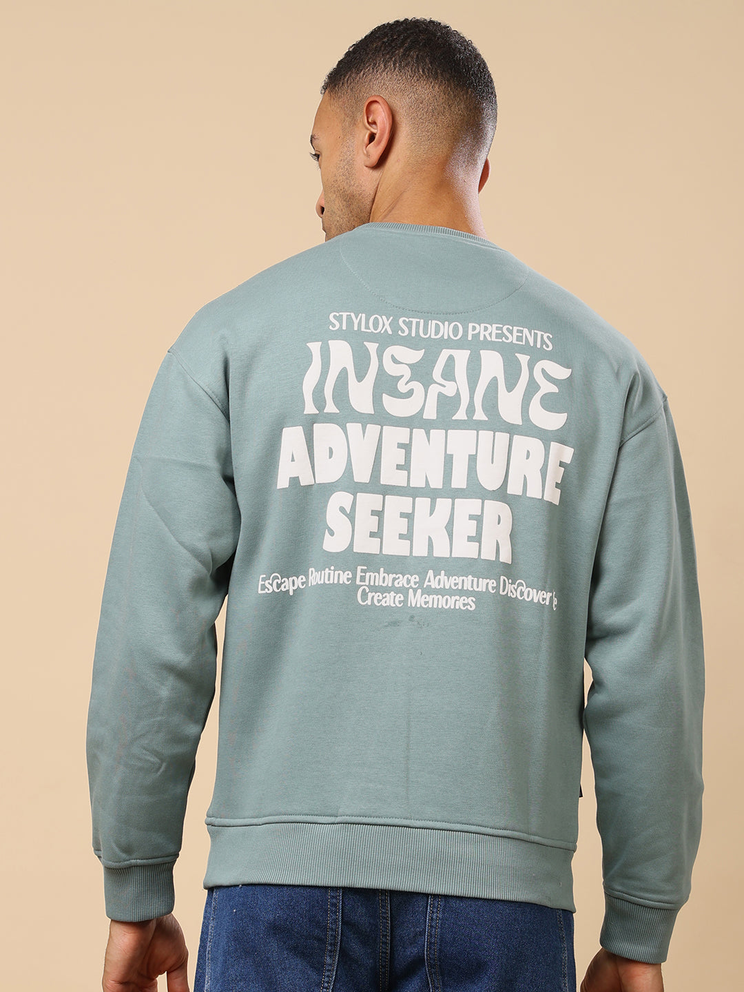 Stylox Men’s Regular Fit Printed Round Neck Sweatshirt – Casual Comfort with Trendy Prints - Stylox