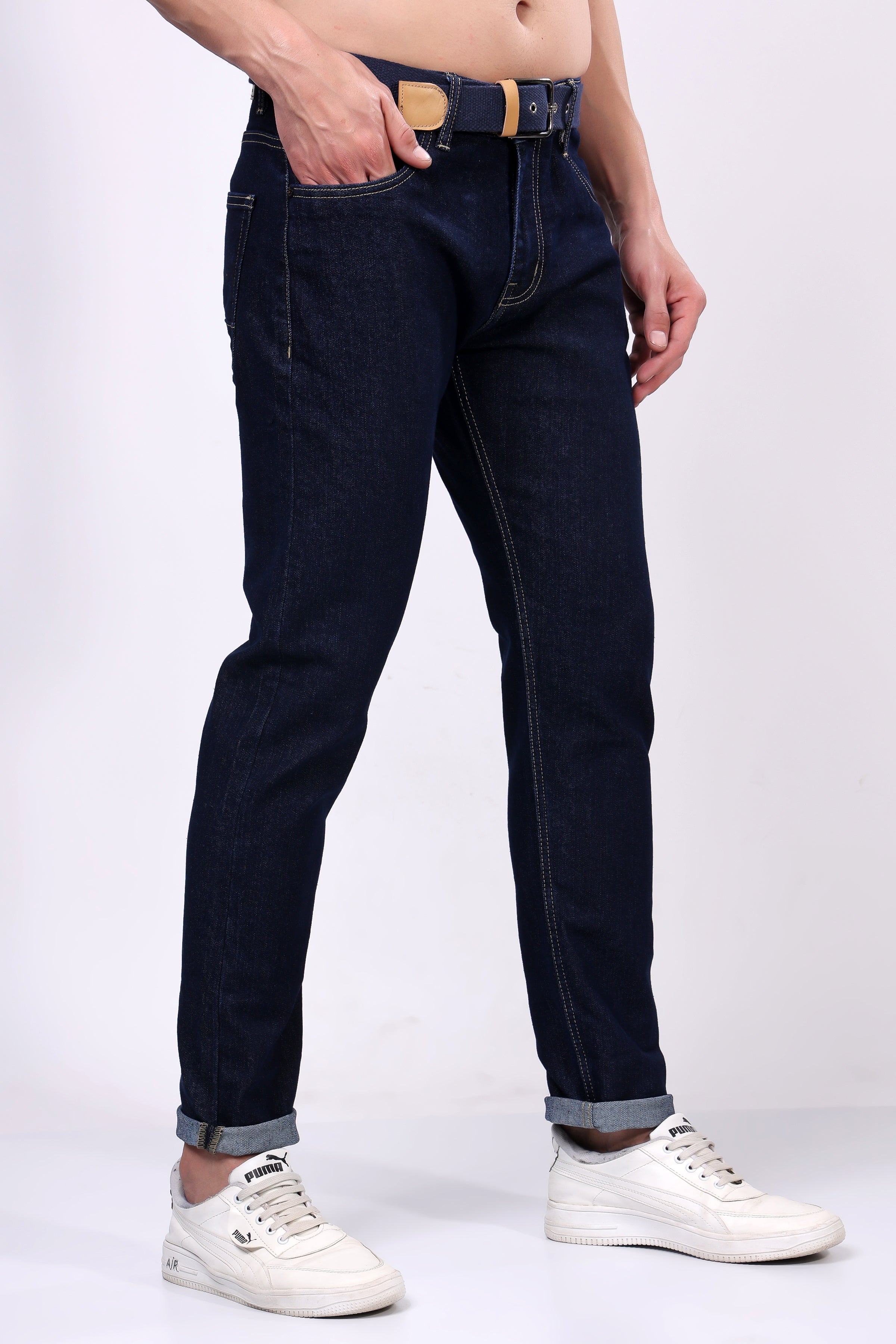 Stylox Slim Fit Dark Blue Denim Jeans for Men - Stylox