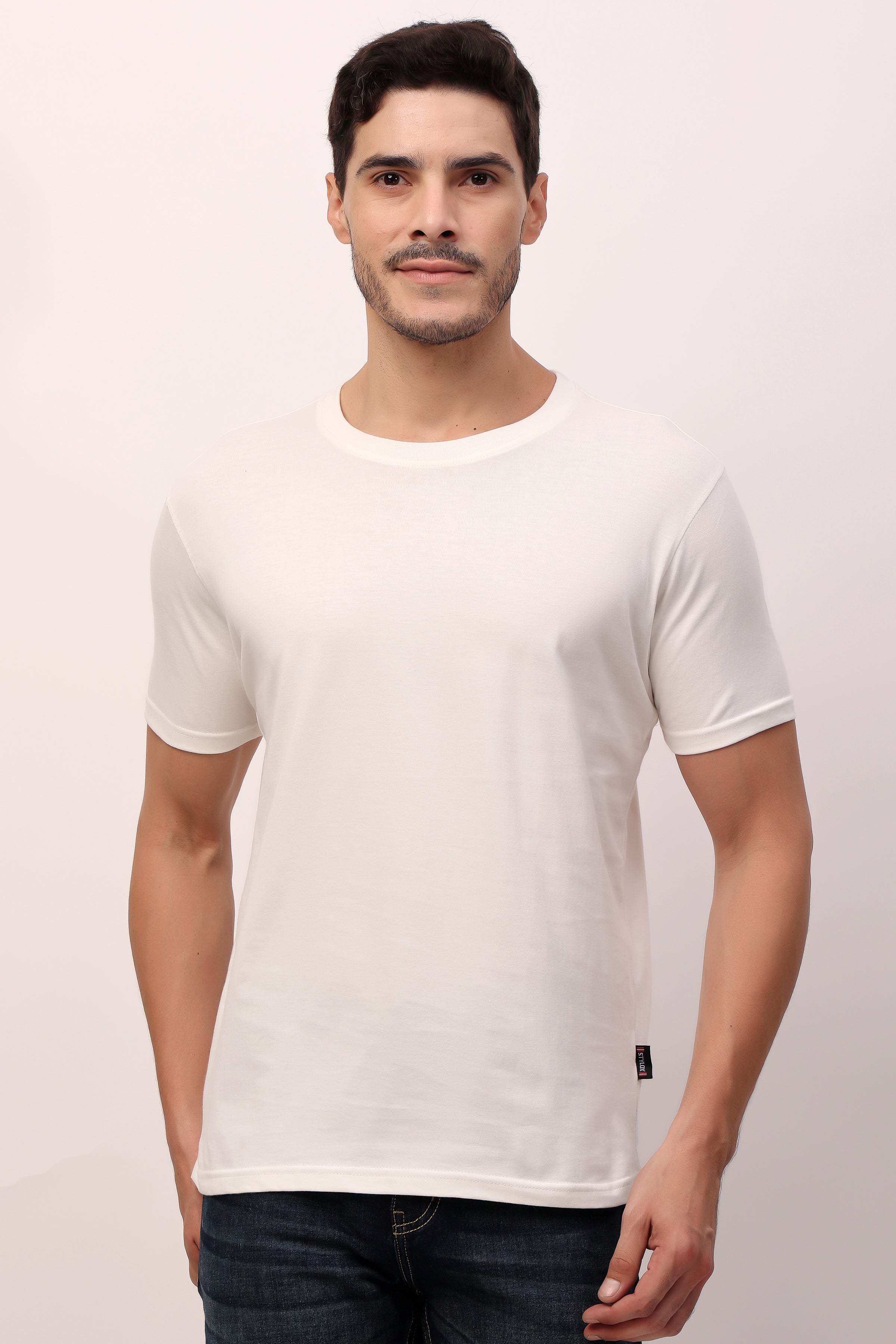 Stylox Men’s Regular Fit Round Neck Half Sleeve Solid T-Shirt | Premium Cotton Plain Casual Tee for Everyday Wear - Stylox