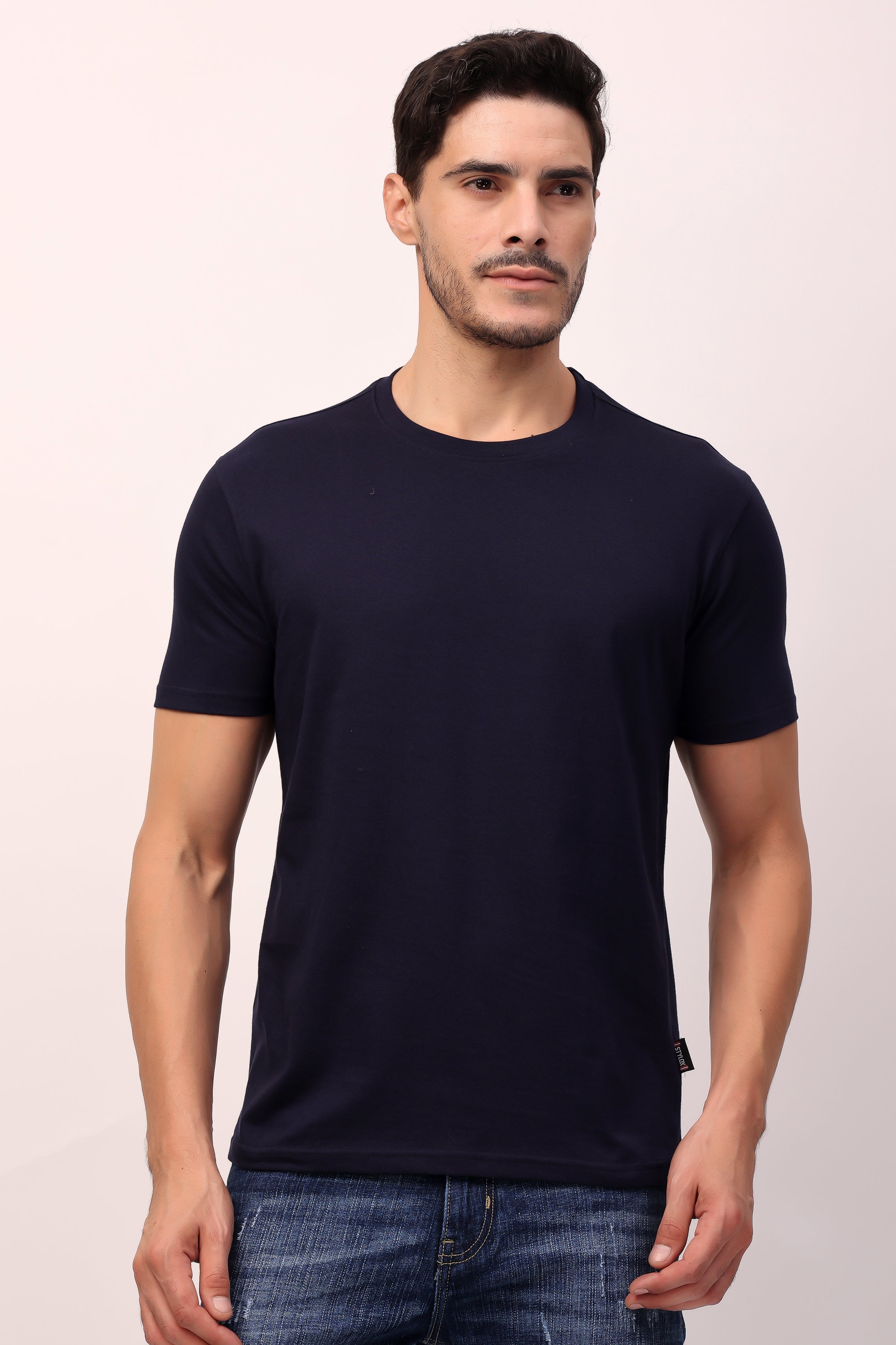 Stylox Men’s Regular Fit Round Neck Half Sleeve Solid T-Shirt | Premium Cotton Plain Casual Tee for Everyday Wear - Stylox