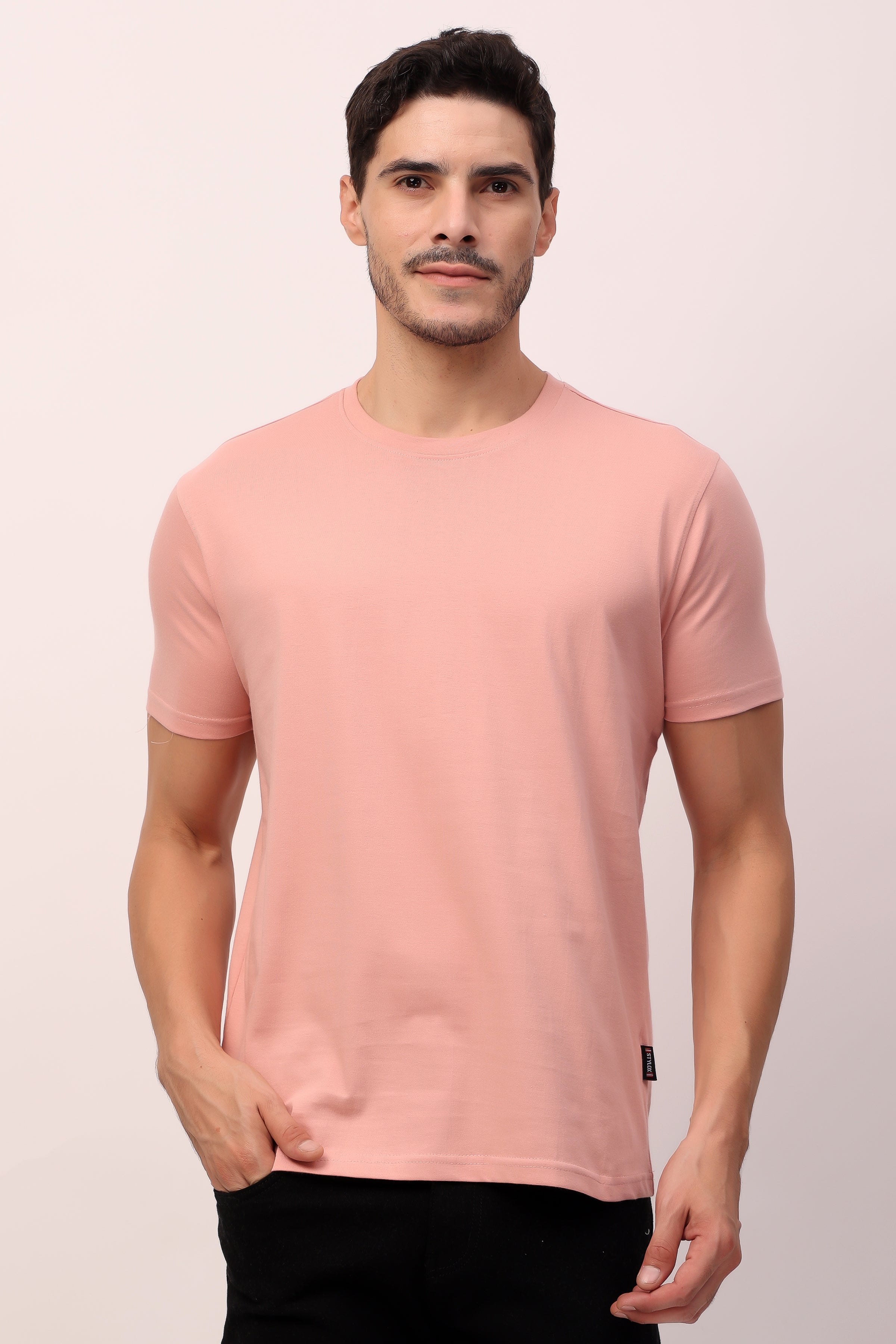 Stylox Men’s Regular Fit Round Neck Half Sleeve Solid T-Shirt | Premium Cotton Plain Casual Tee for Everyday Wear - Stylox