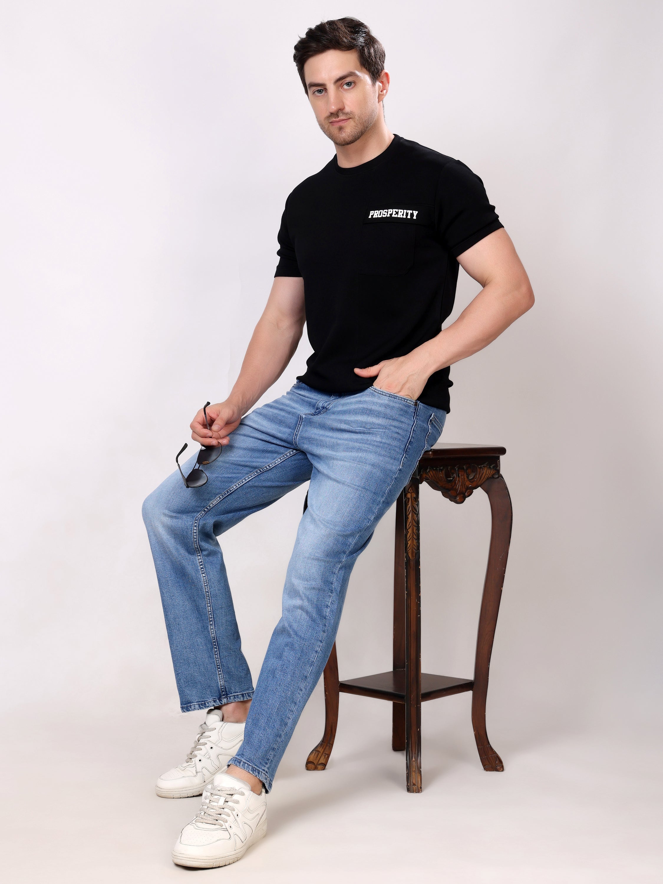 Stylox Men’s Relaxed Fit Mid-Rise Stretchable Denim Jeans