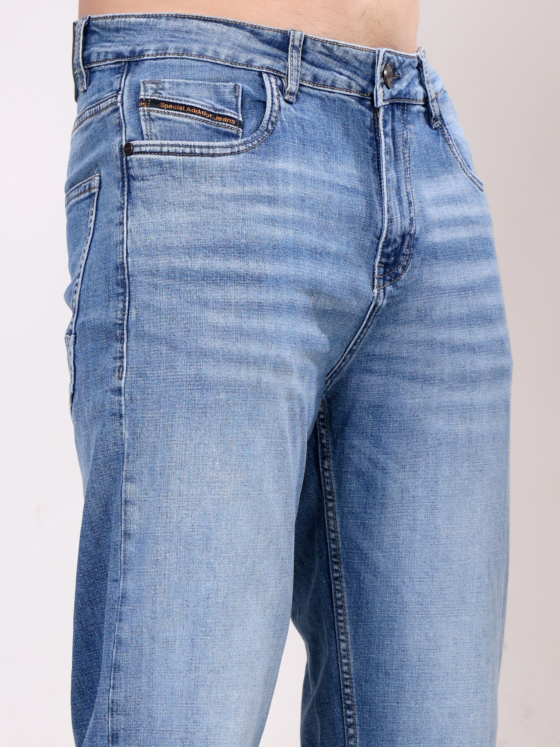 Stylox Men’s Relaxed Fit Mid-Rise Stretchable Denim Jeans