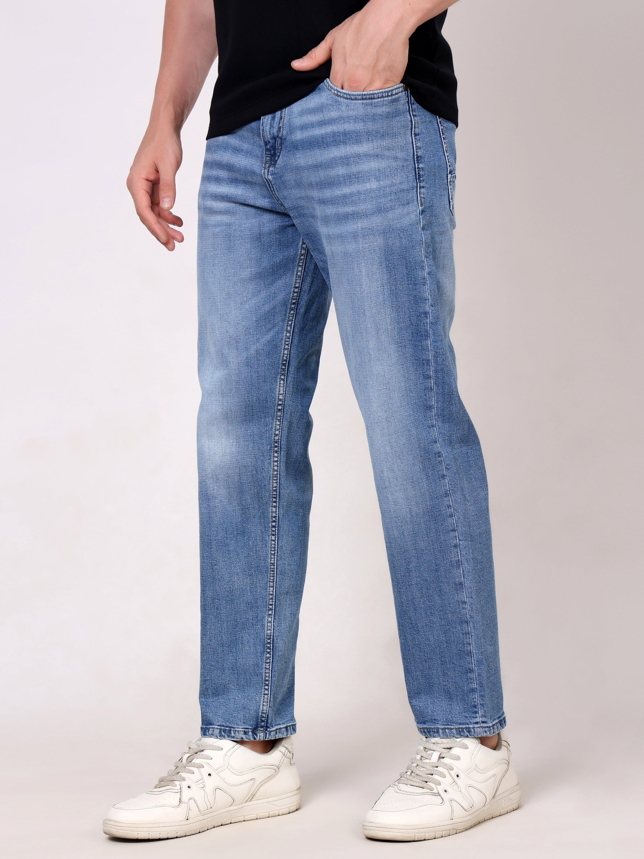 Stylox Men’s Relaxed Fit Mid-Rise Stretchable Denim Jeans