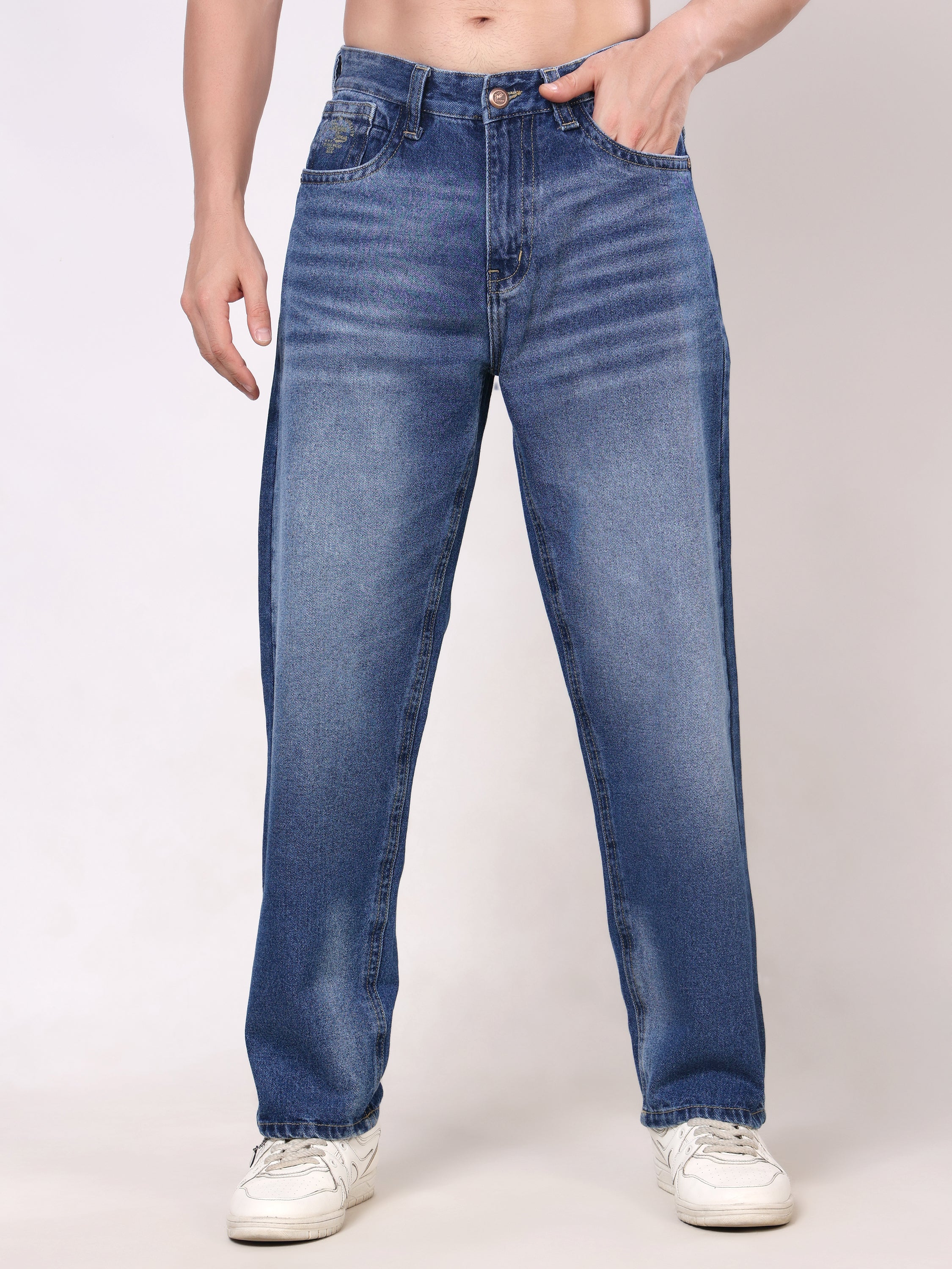 Stylox Men's Premium Non-Stretchable Loose-Fit Denim Jeans