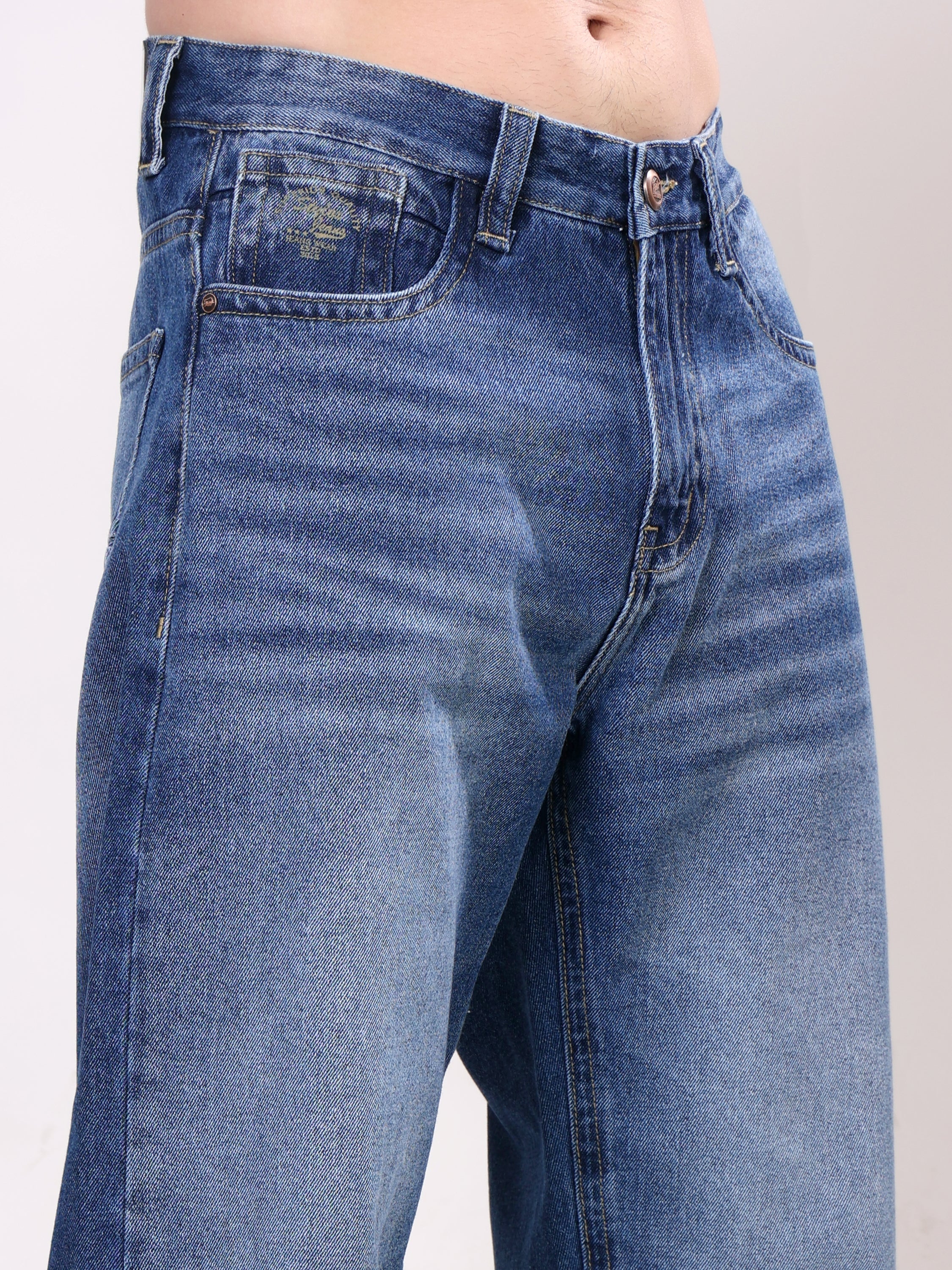 Stylox Men's Premium Non-Stretchable Loose-Fit Denim Jeans