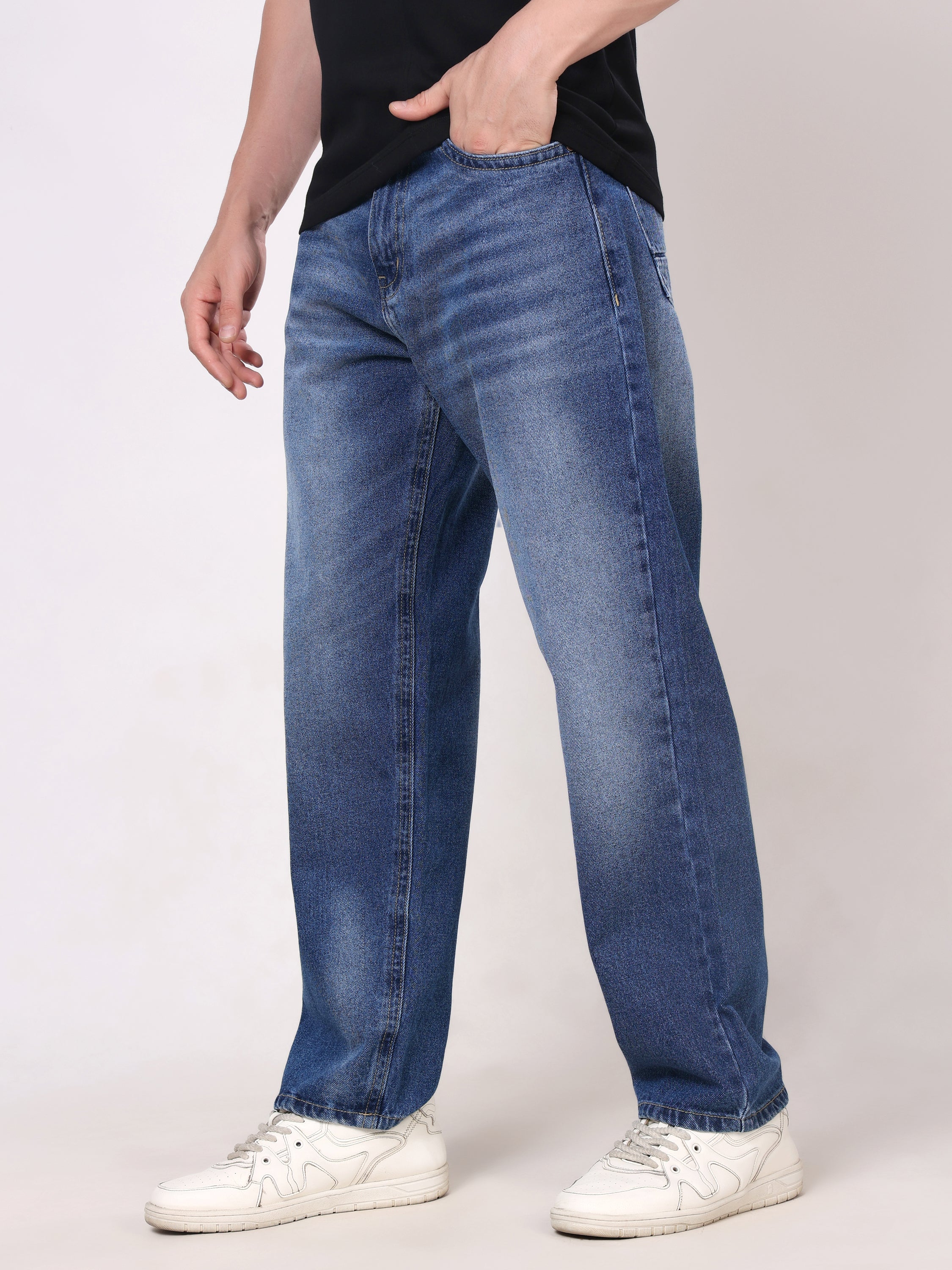 Stylox Men's Premium Non-Stretchable Loose-Fit Denim Jeans
