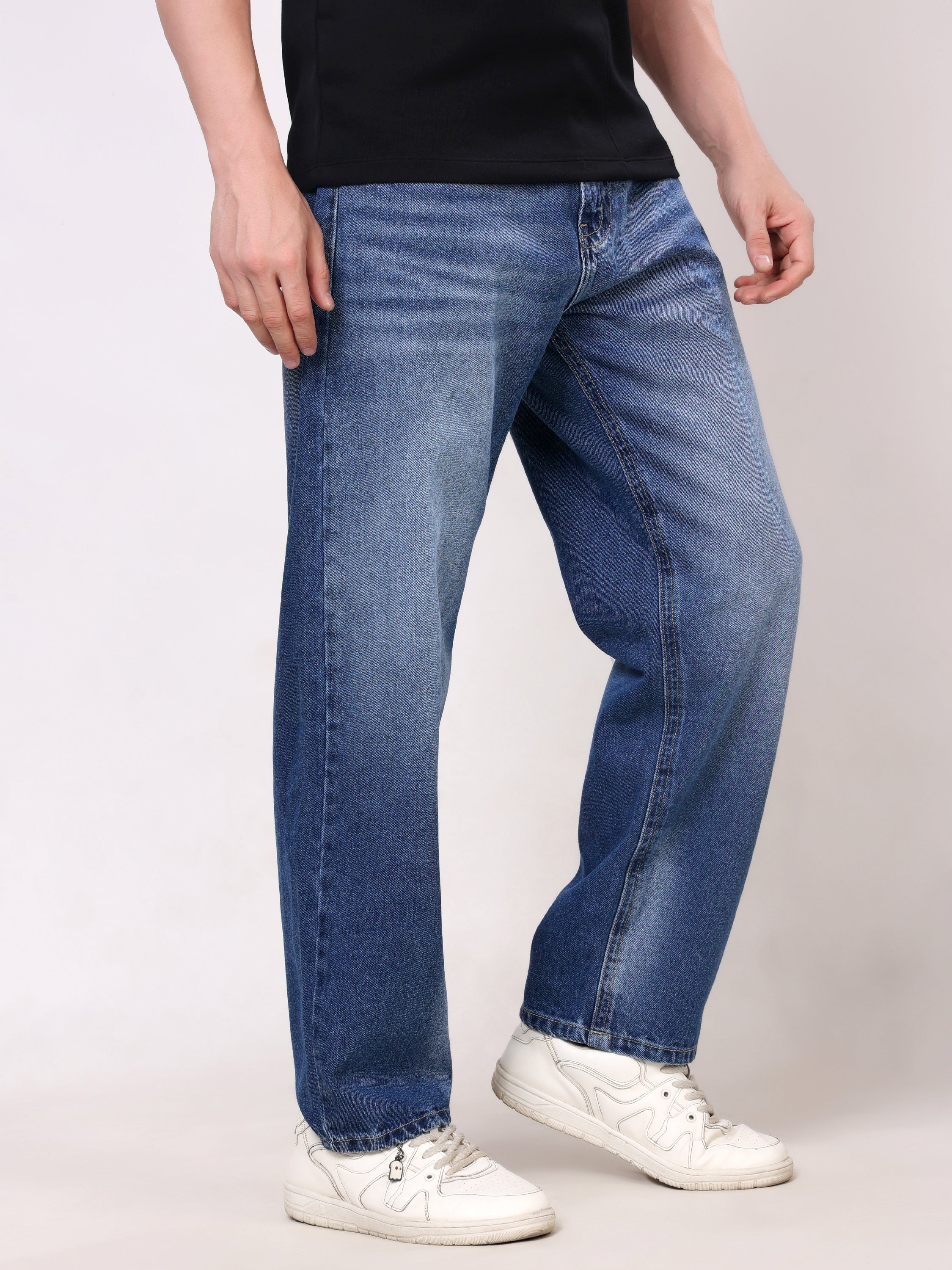 Stylox Men's Premium Non-Stretchable Loose-Fit Denim Jeans