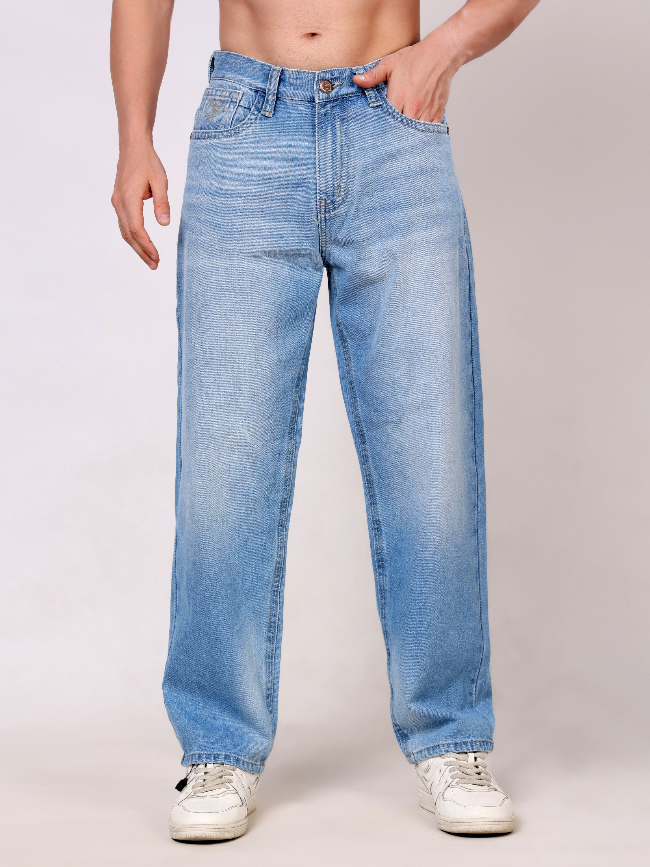 Stylox Men's Premium Non-Stretchable Loose-Fit Denim Jeans