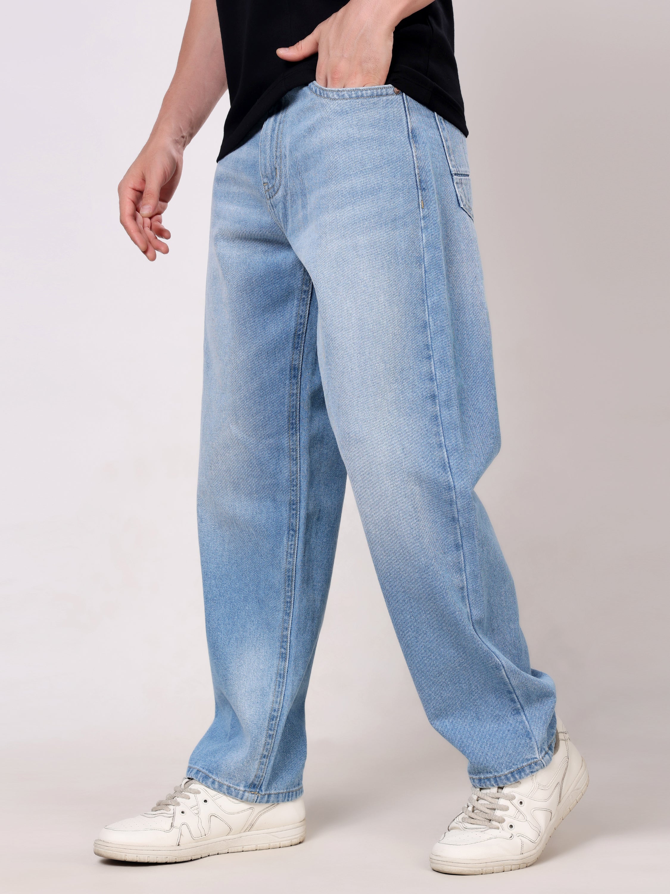 Stylox Men's Premium Non-Stretchable Loose-Fit Denim Jeans