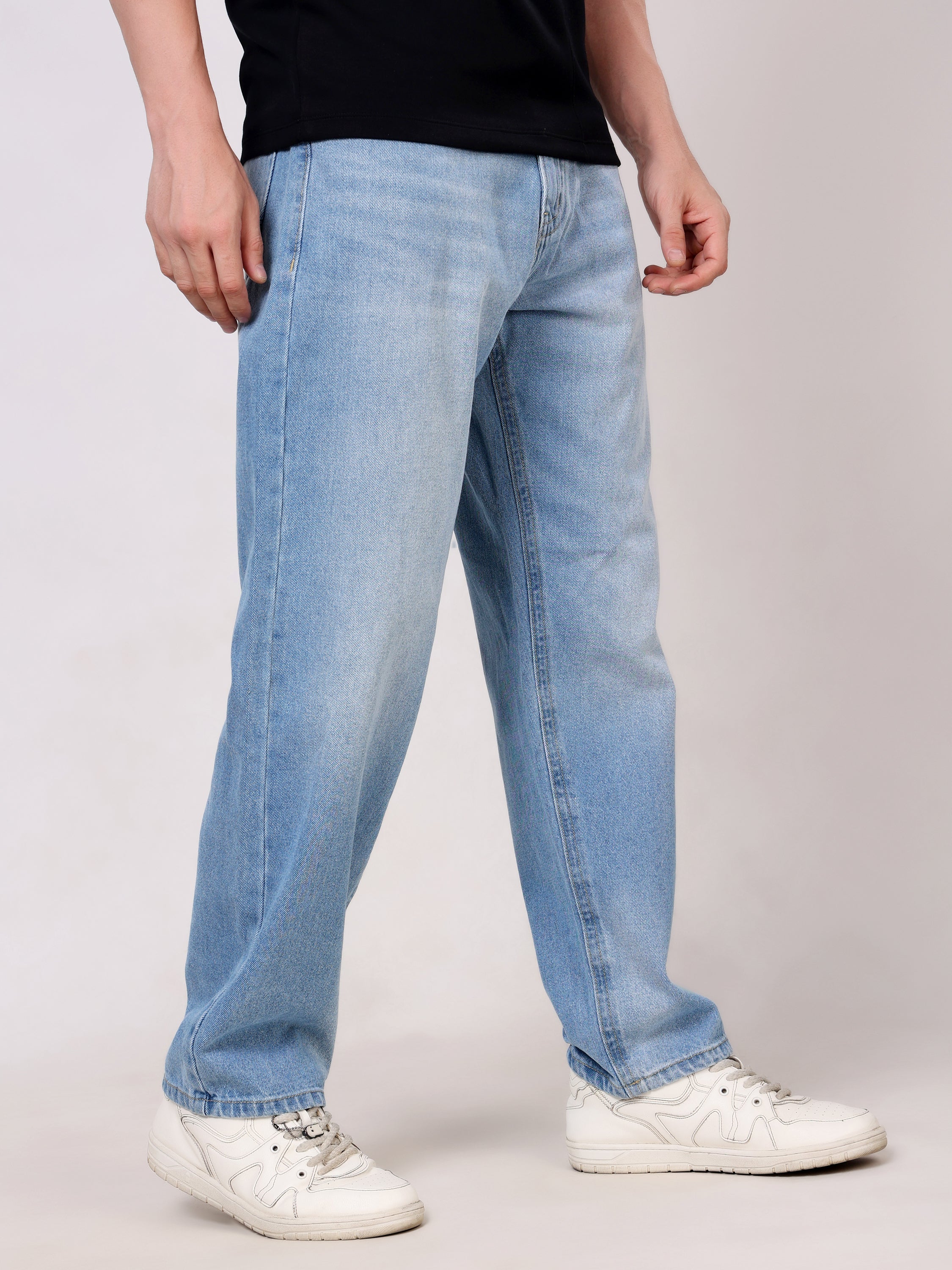 Stylox Men's Premium Non-Stretchable Loose-Fit Denim Jeans
