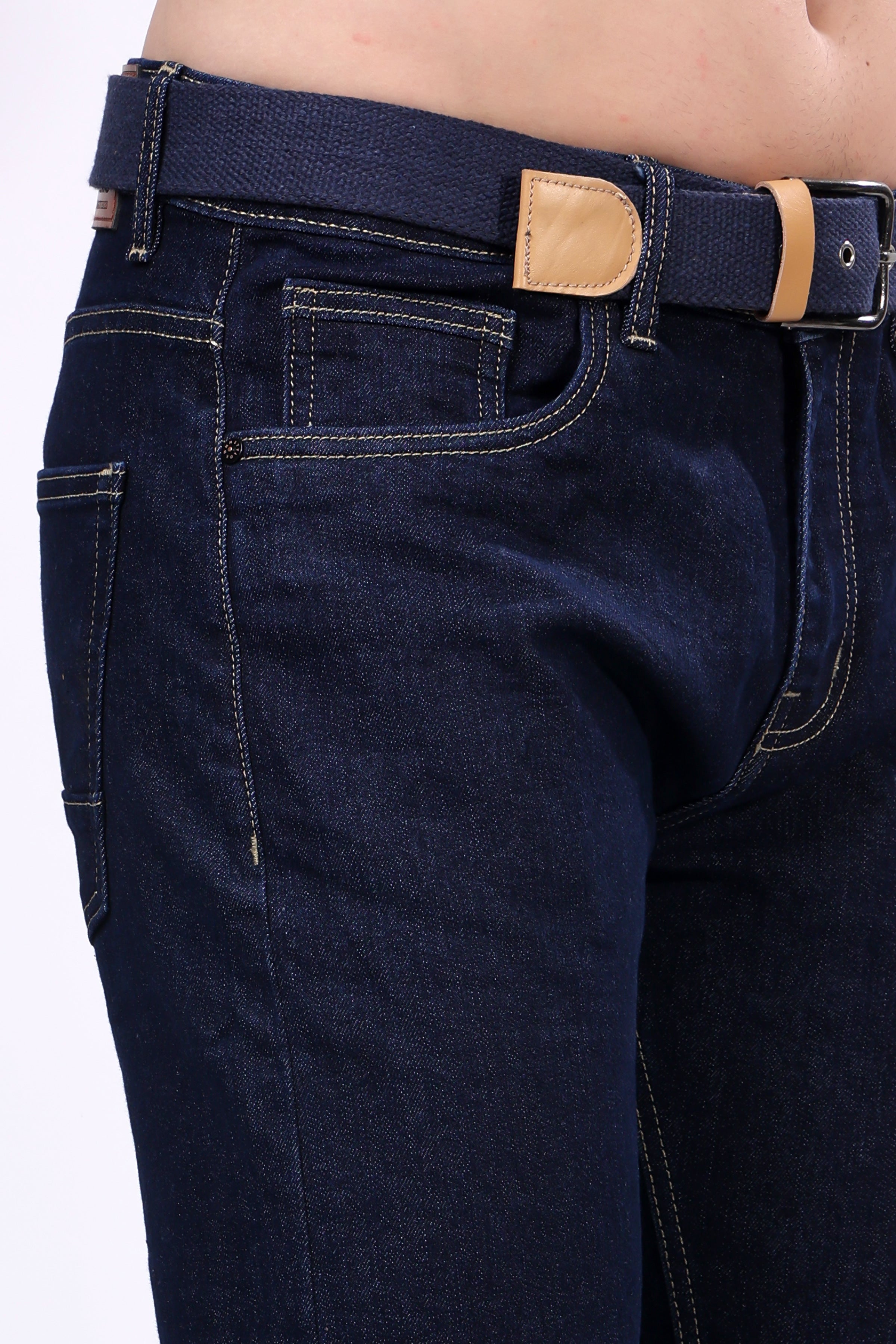 Stylox Slim Fit Dark Blue Denim Jeans for Men - Stylox