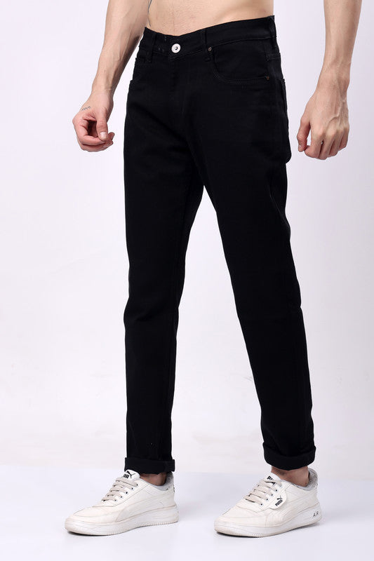 Stylox Slim Fit Mid-Rise Stretchable Denim Jeans for Men - Black | - Stylox